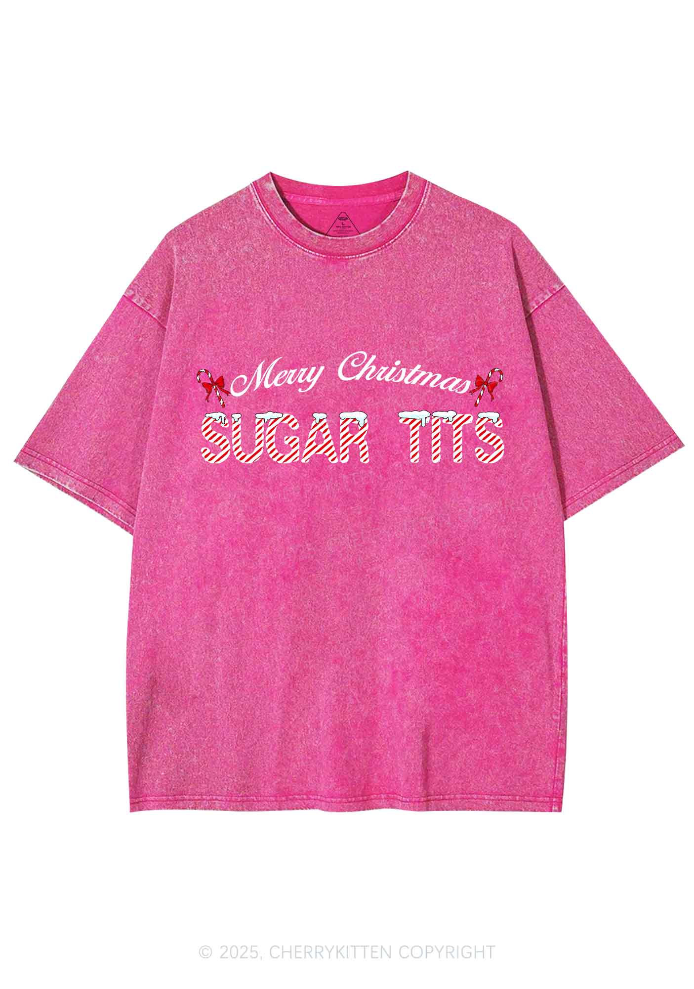 Christmas Sugar Txts Y2K Shirts Washed Tee Cherrykitten - Image 4