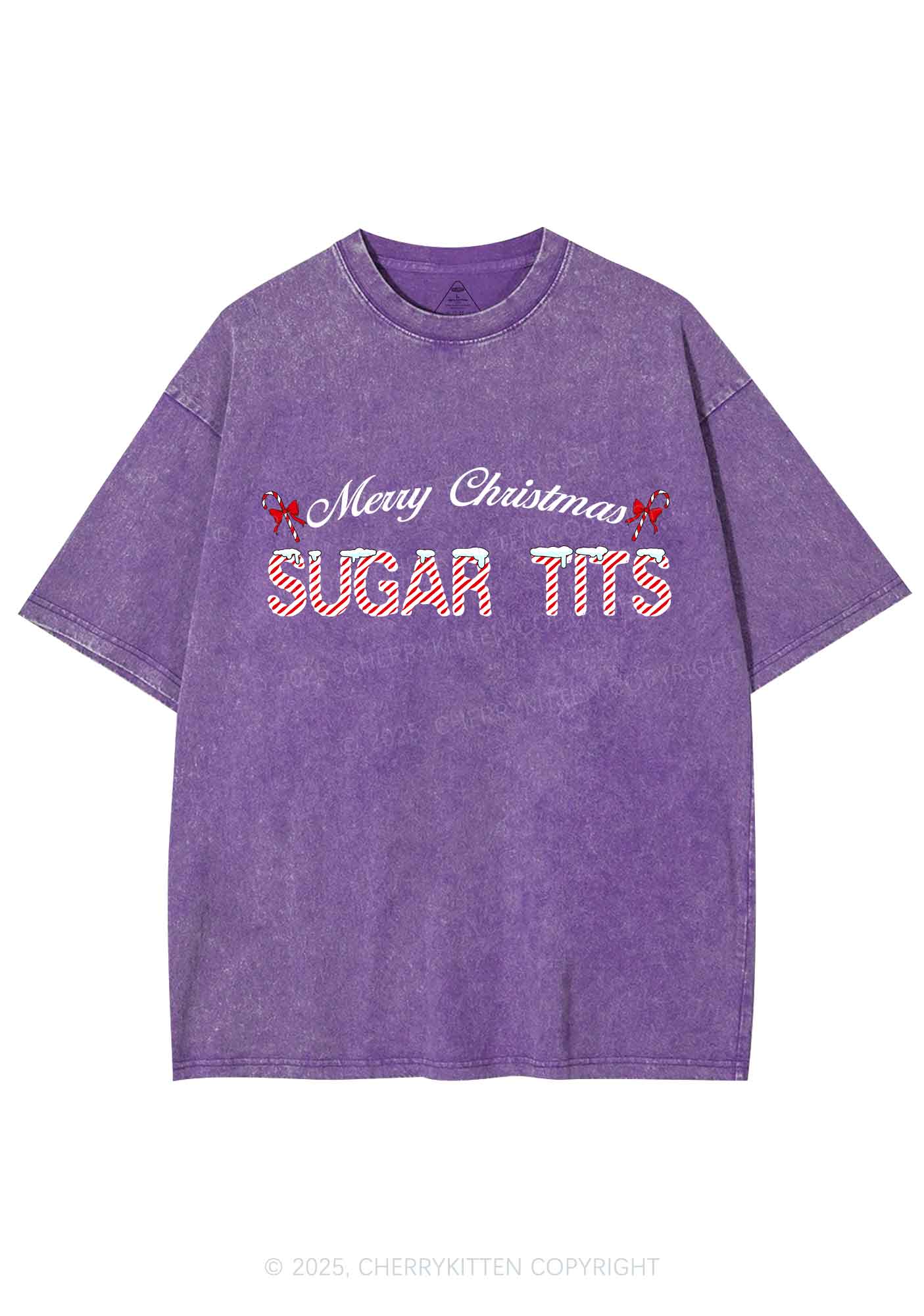 Christmas Sugar Txts Y2K Shirts Washed Tee Cherrykitten - Image 5