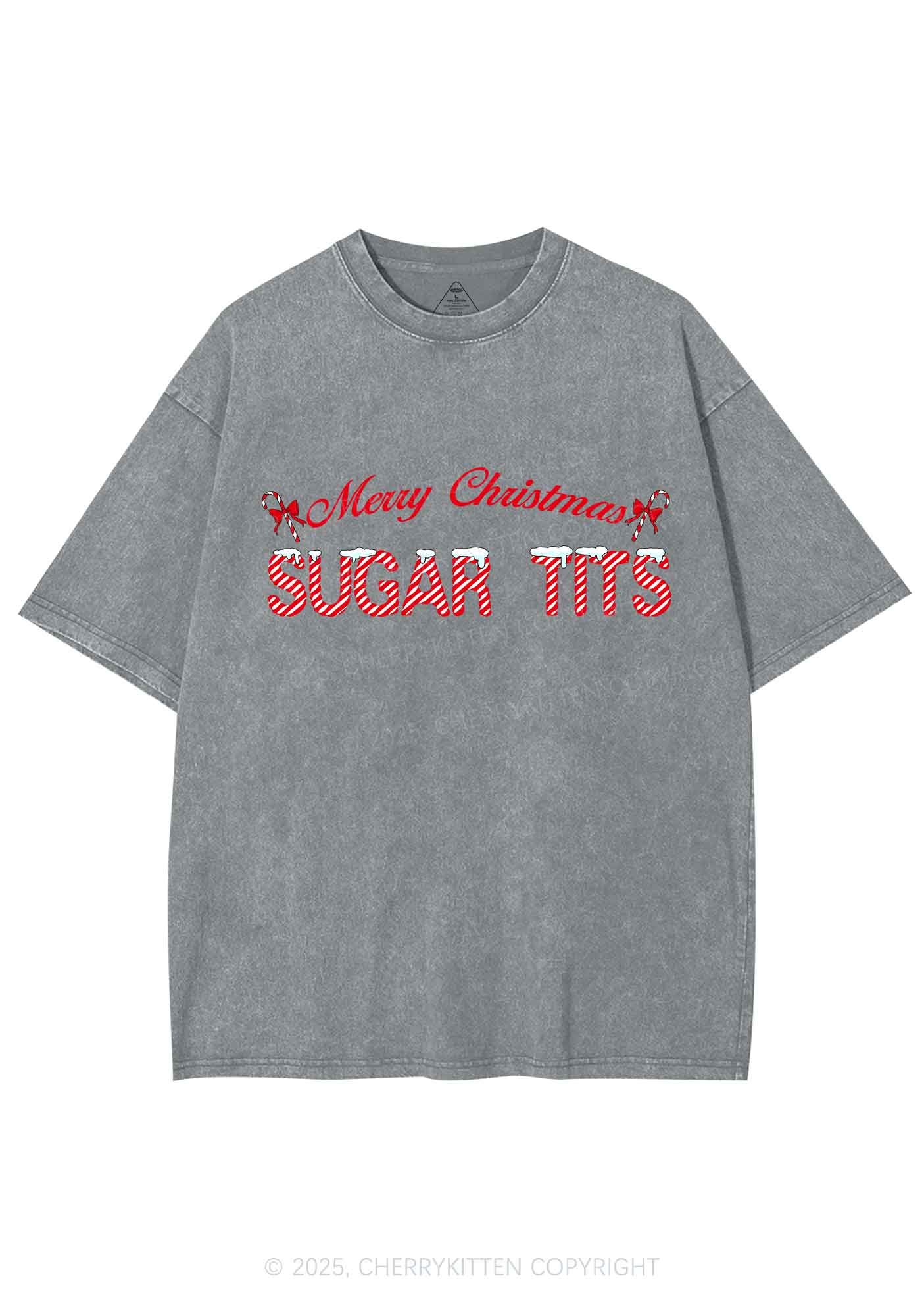Christmas Sugar Txts Y2K Shirts Washed Tee Cherrykitten - Image 6