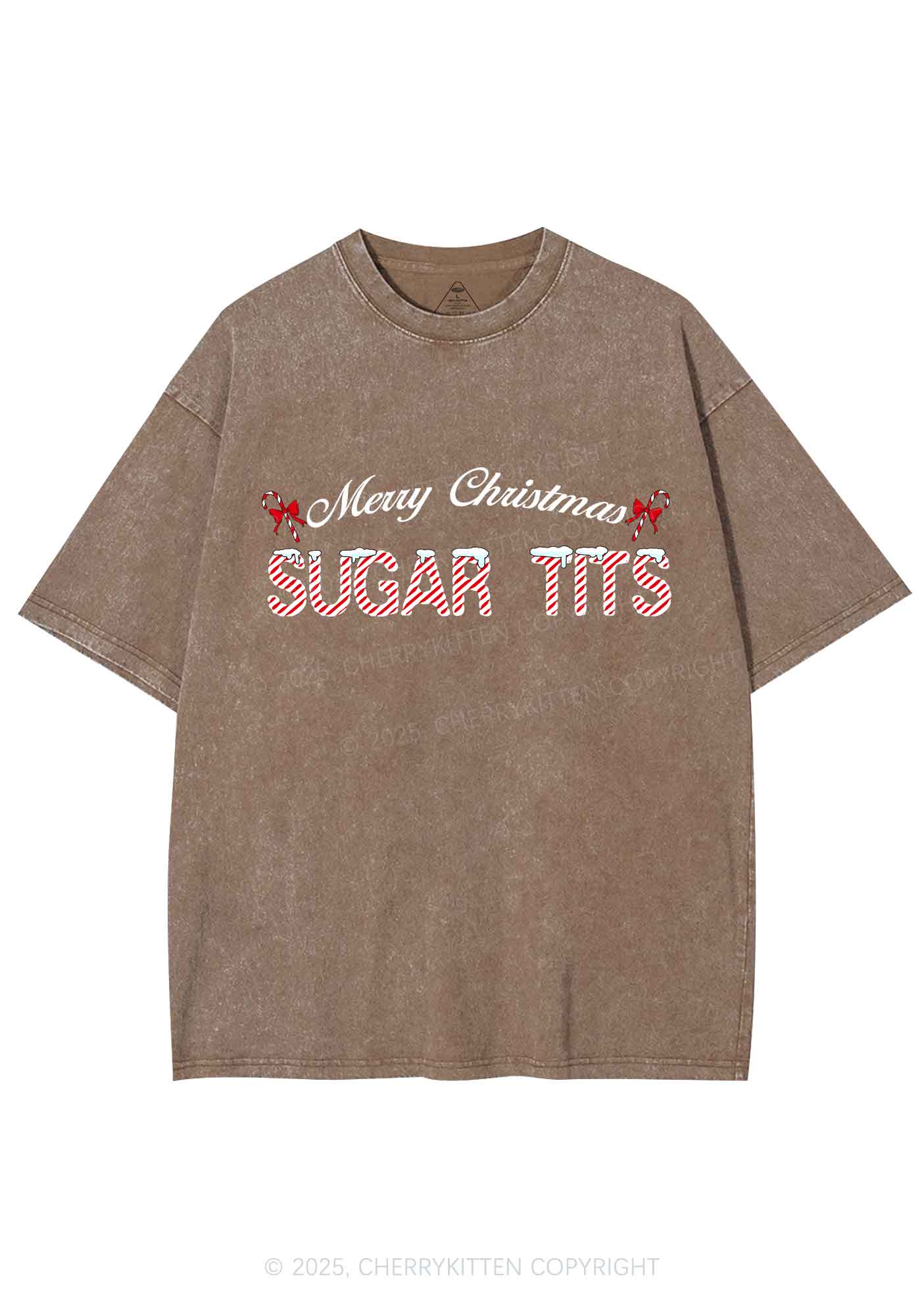 Christmas Sugar Txts Y2K Shirts Washed Tee Cherrykitten - Image 7