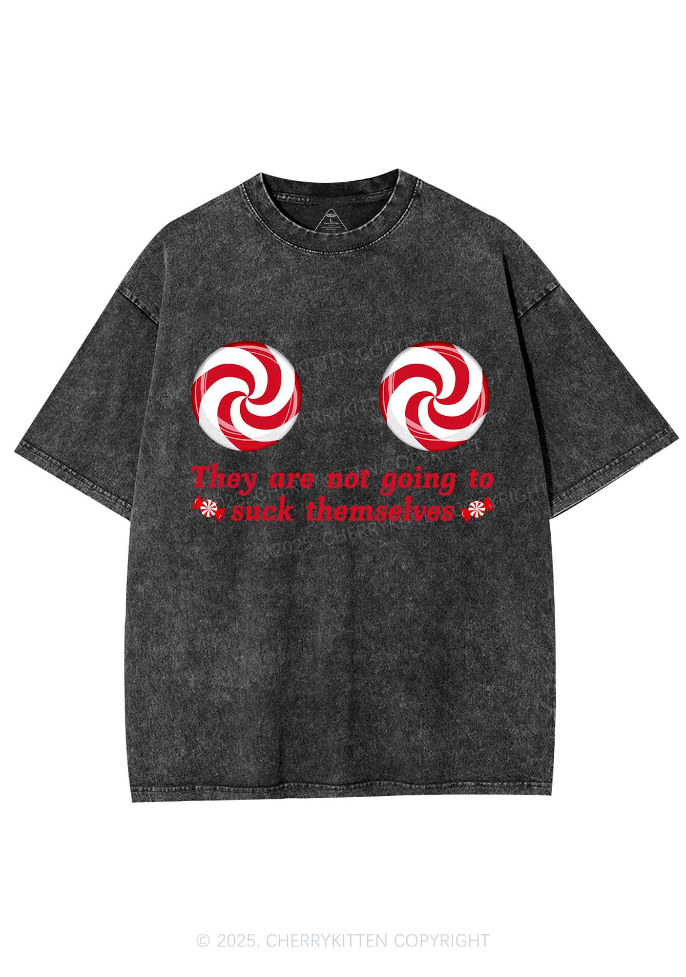 Christmas Suxk Themselves Y2K Shirts Washed Tee Cherrykitten - Image 3