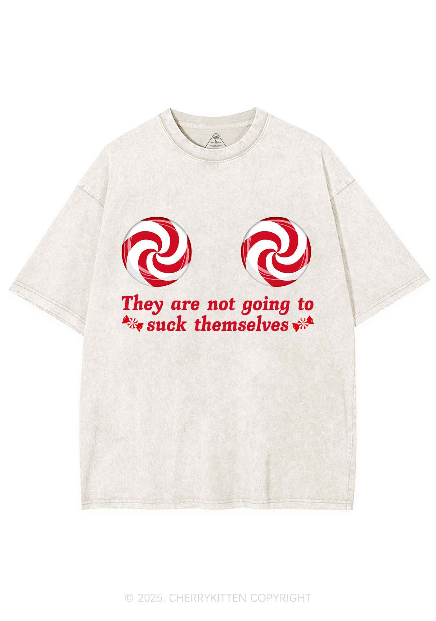 Christmas Suxk Themselves Y2K Shirts Washed Tee Cherrykitten - Image 4