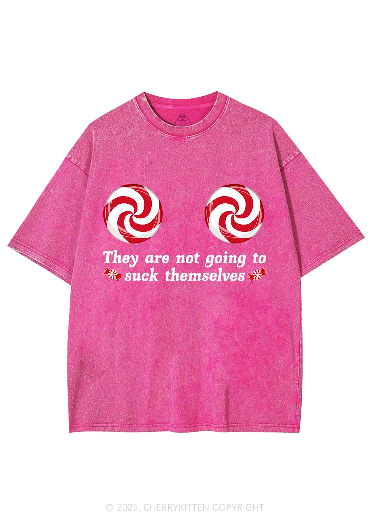 Christmas Suxk Themselves Y2K Shirts Washed Tee Cherrykitten - Image 5