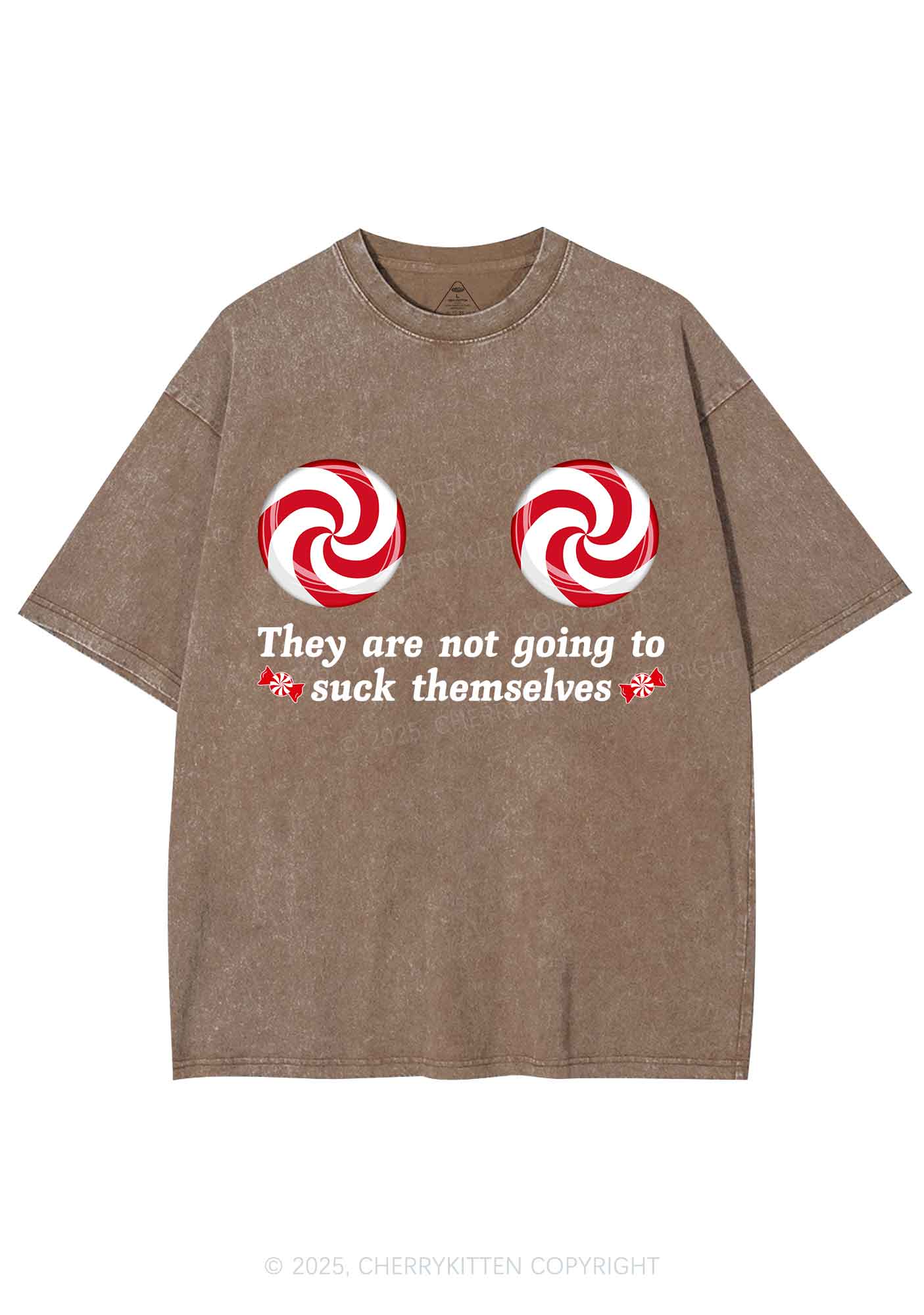 Christmas Suxk Themselves Y2K Shirts Washed Tee Cherrykitten - Image 6