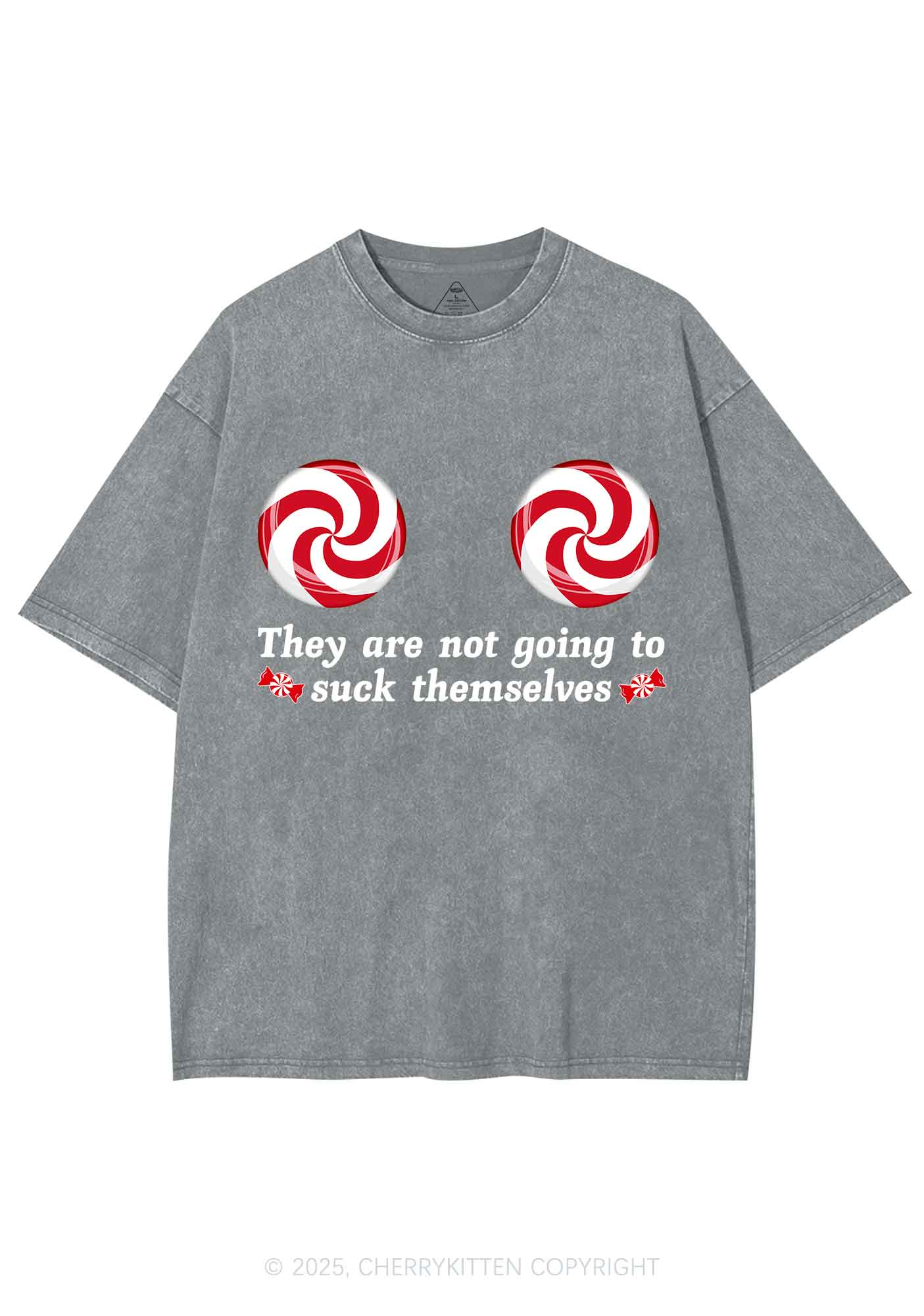 Christmas Suxk Themselves Y2K Shirts Washed Tee Cherrykitten - Image 8