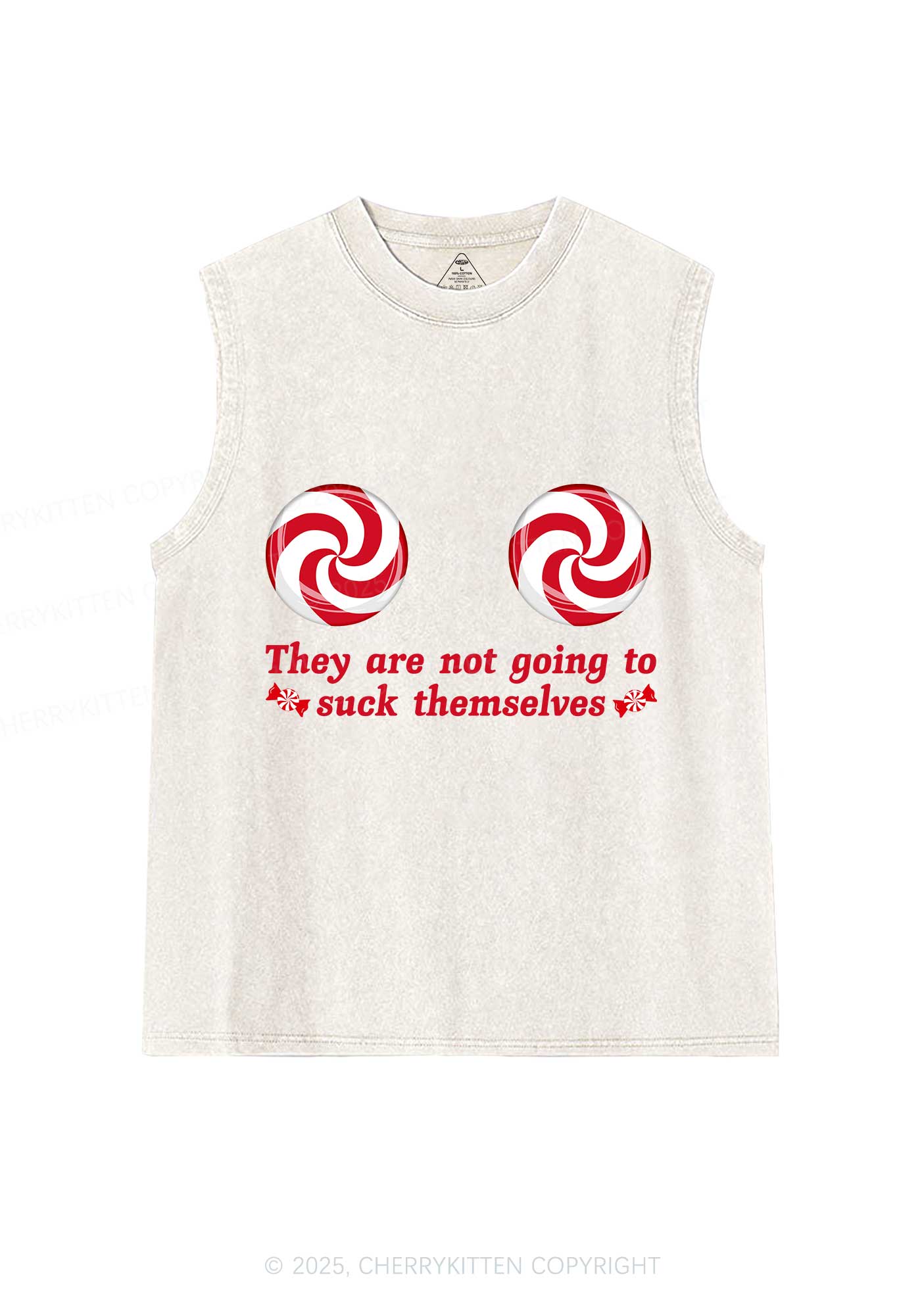 Christmas Suxk Themselves Y2K Washed Muscle Tank Cherrykitten - Image 3
