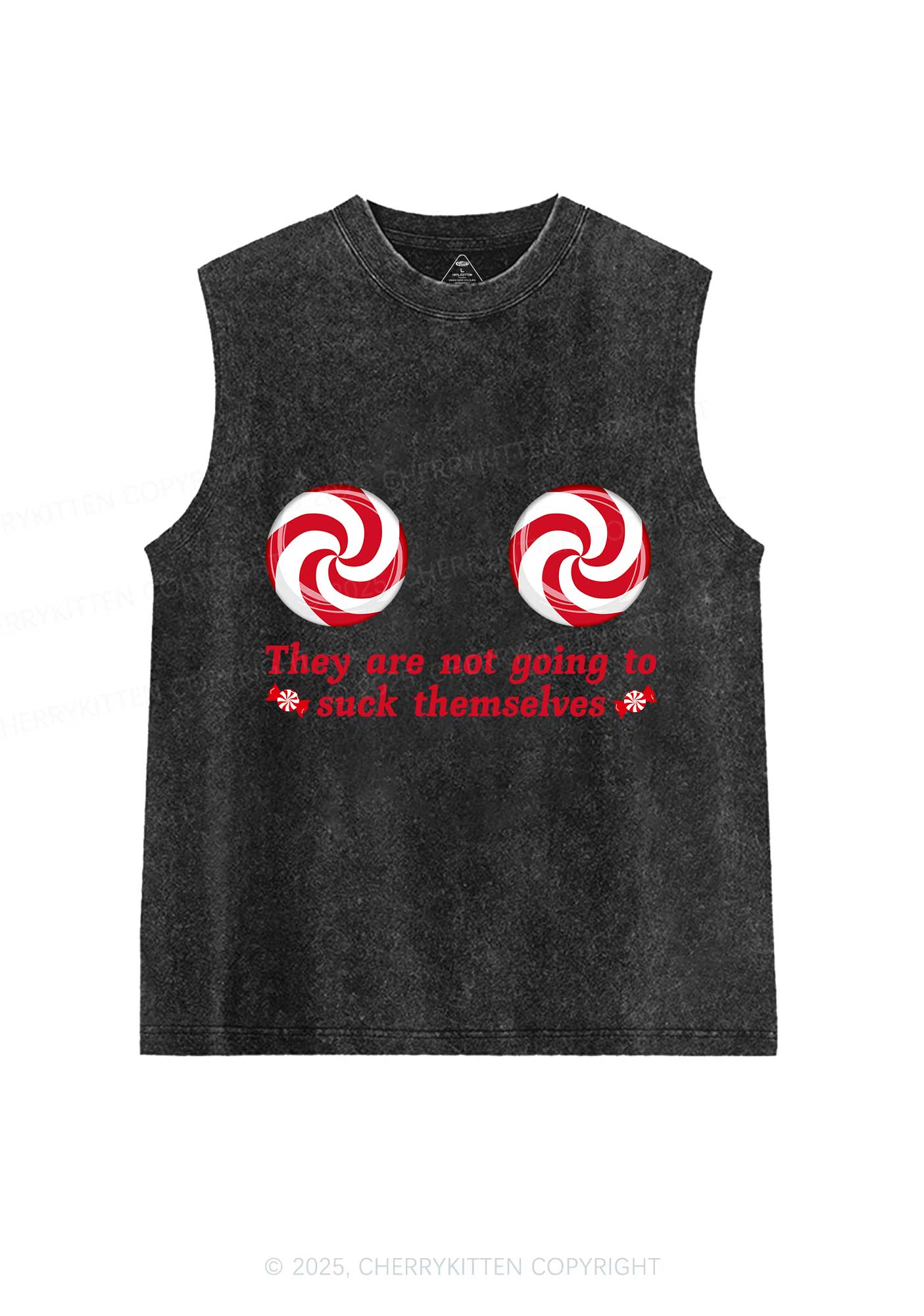 Christmas Suxk Themselves Y2K Washed Muscle Tank Cherrykitten - Image 4