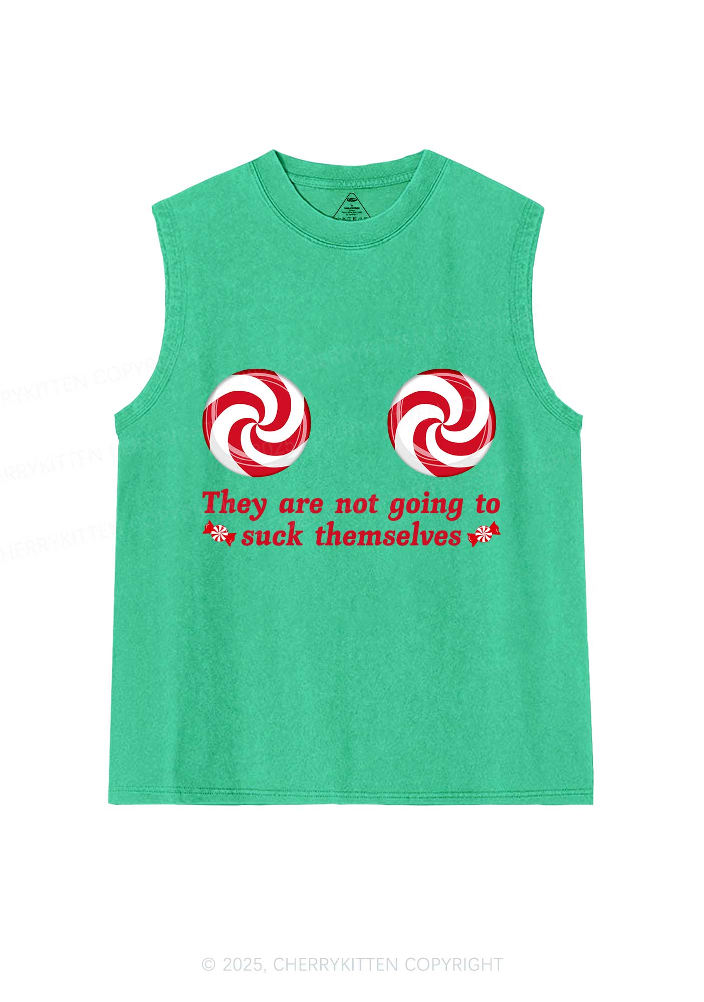 Christmas Suxk Themselves Y2K Washed Muscle Tank Cherrykitten - Image 7