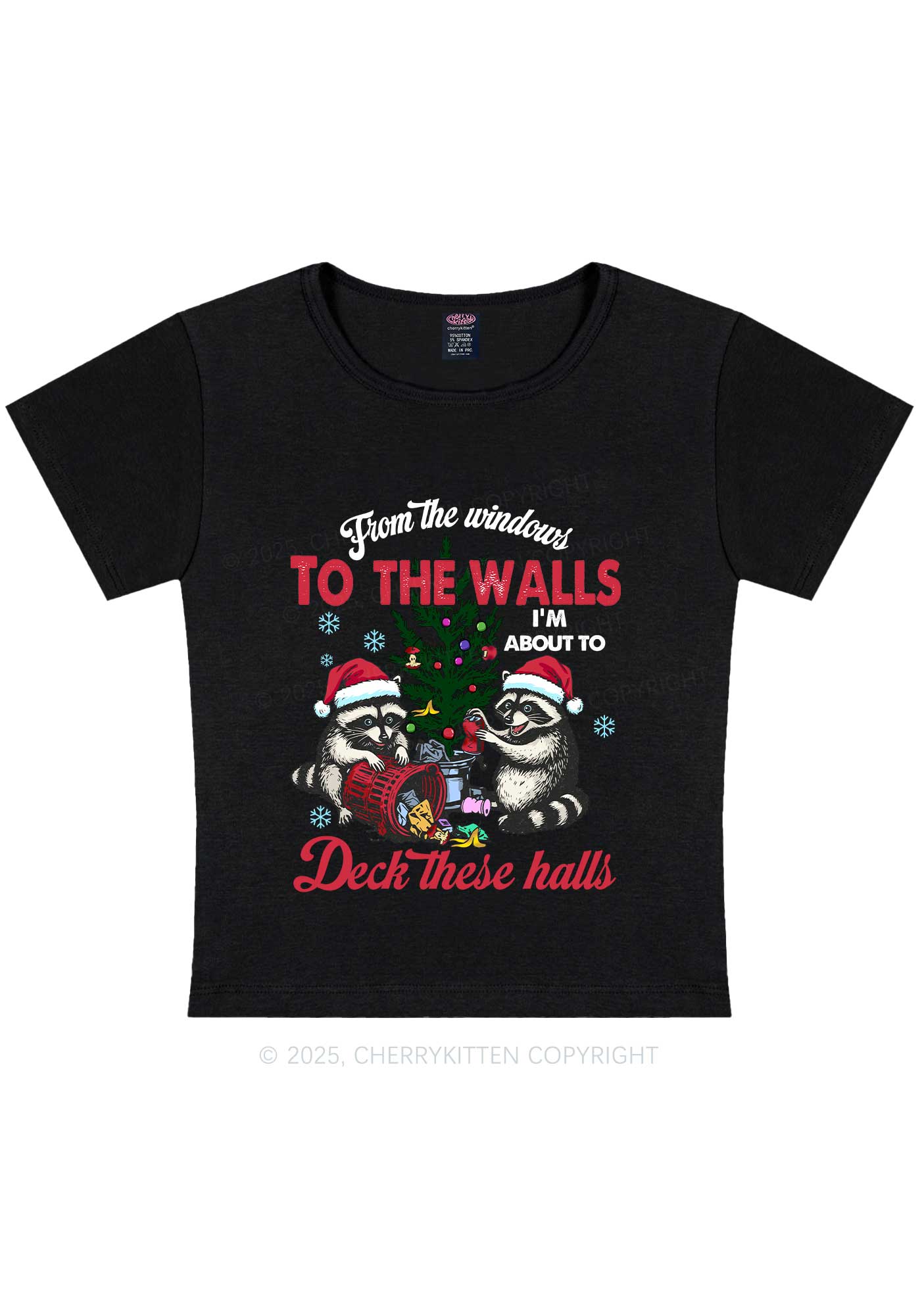 Christmas To The Walls Y2K Baby Tee Cherrykitten - Image 3