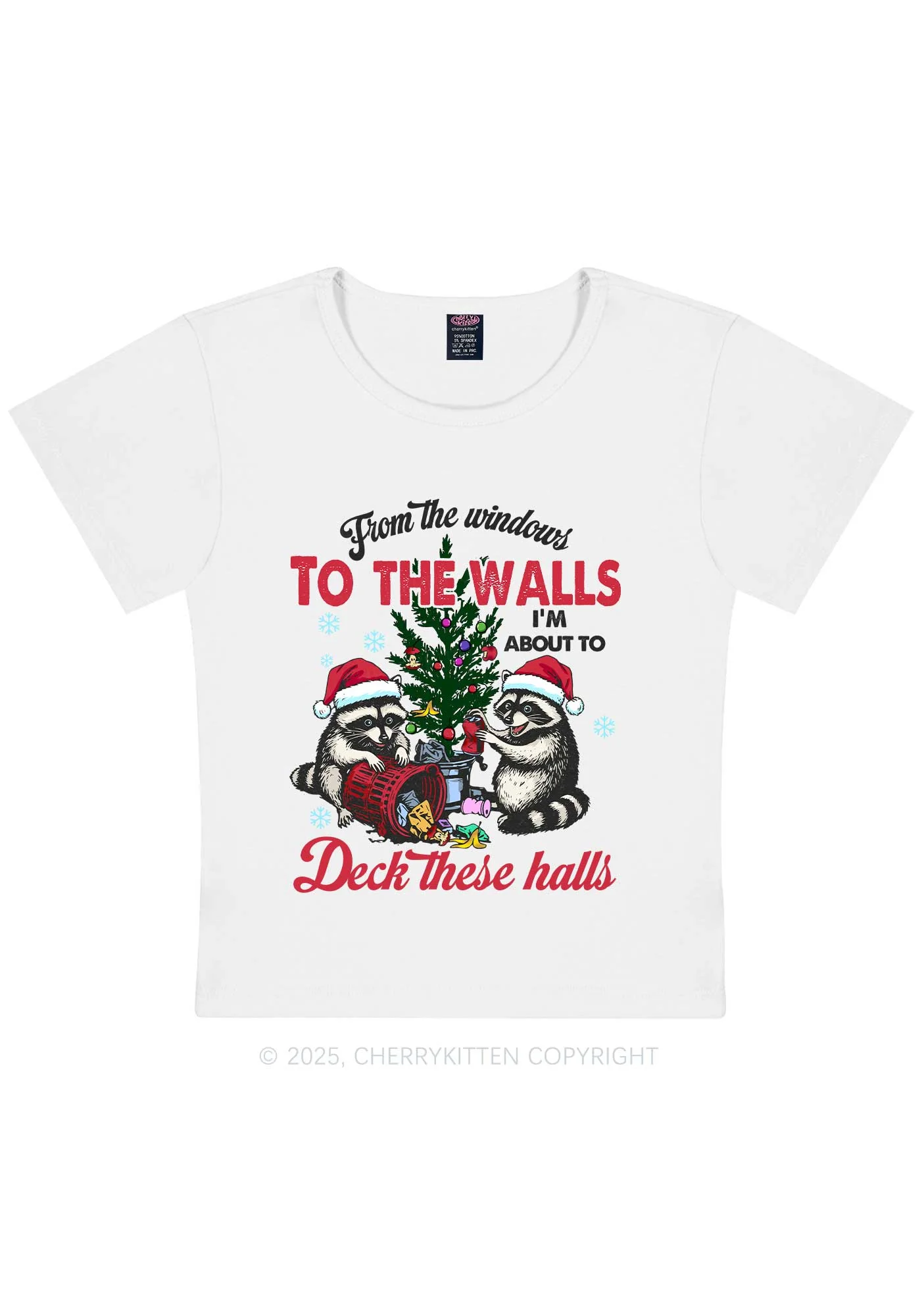 Christmas To The Walls Y2K Baby Tee Cherrykitten - Image 4