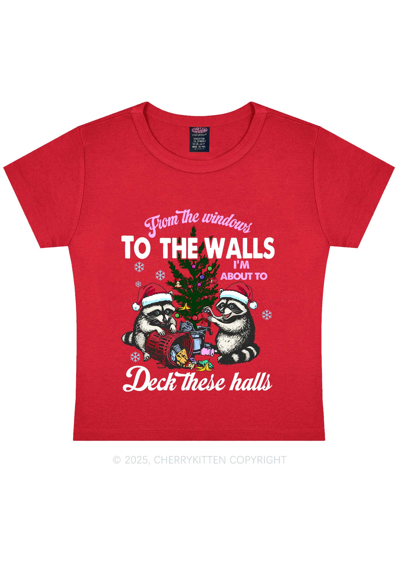 Christmas To The Walls Y2K Baby Tee Cherrykitten - Image 7