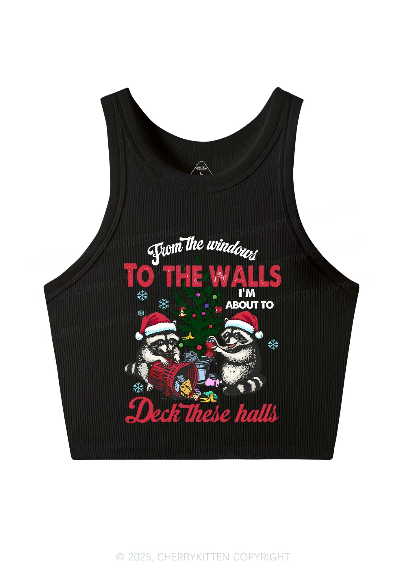 Christmas To The Walls Y2K Crop Tank Top Cherrykitten - Image 3