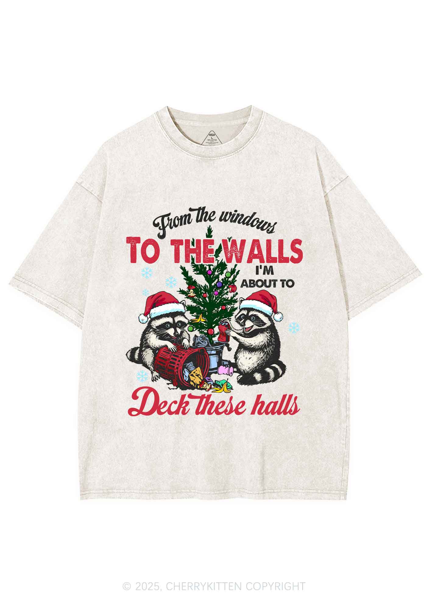 Christmas To The Walls Y2K Shirts Washed Tee Cherrykitten - Image 4