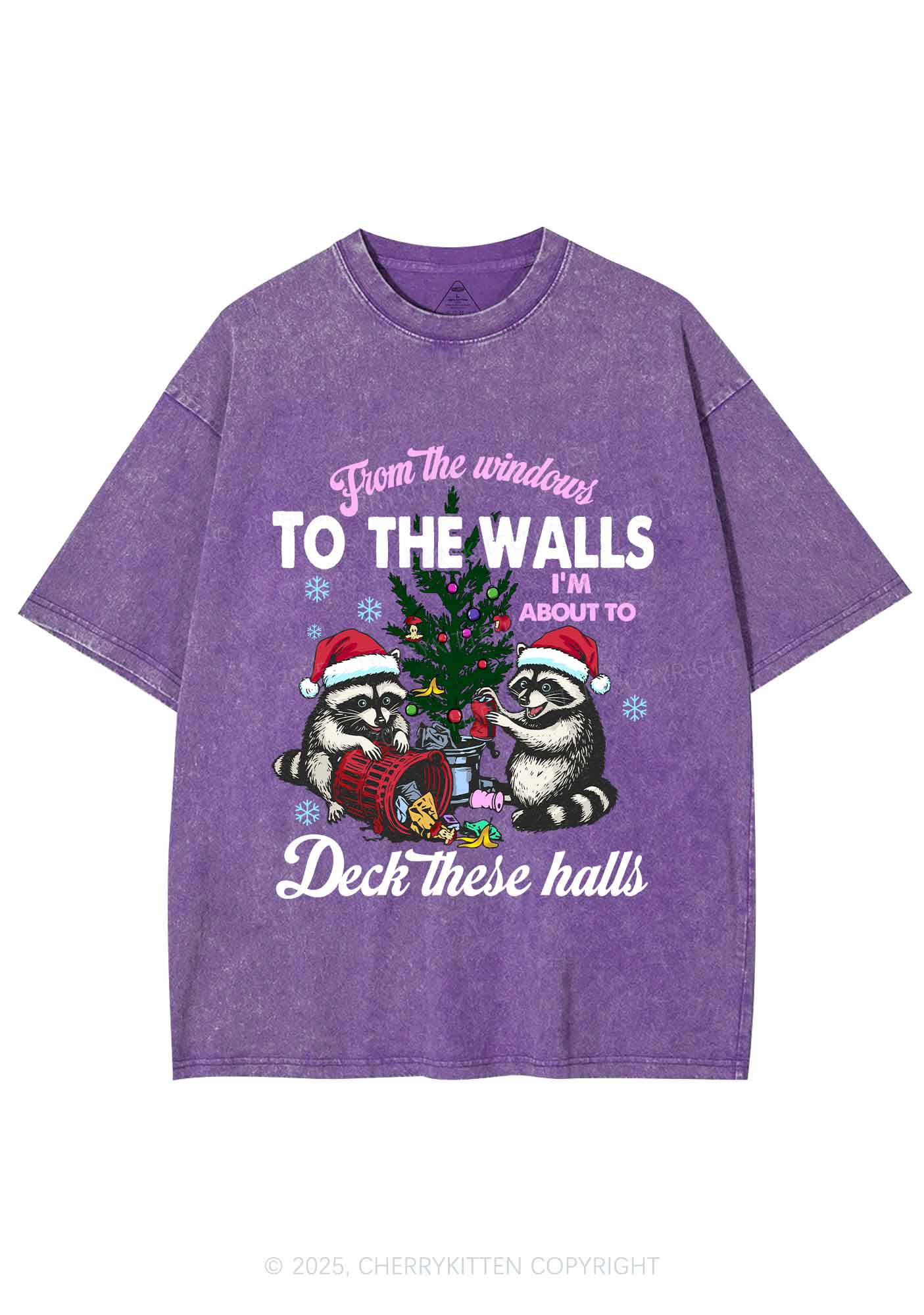 Christmas To The Walls Y2K Shirts Washed Tee Cherrykitten - Image 5