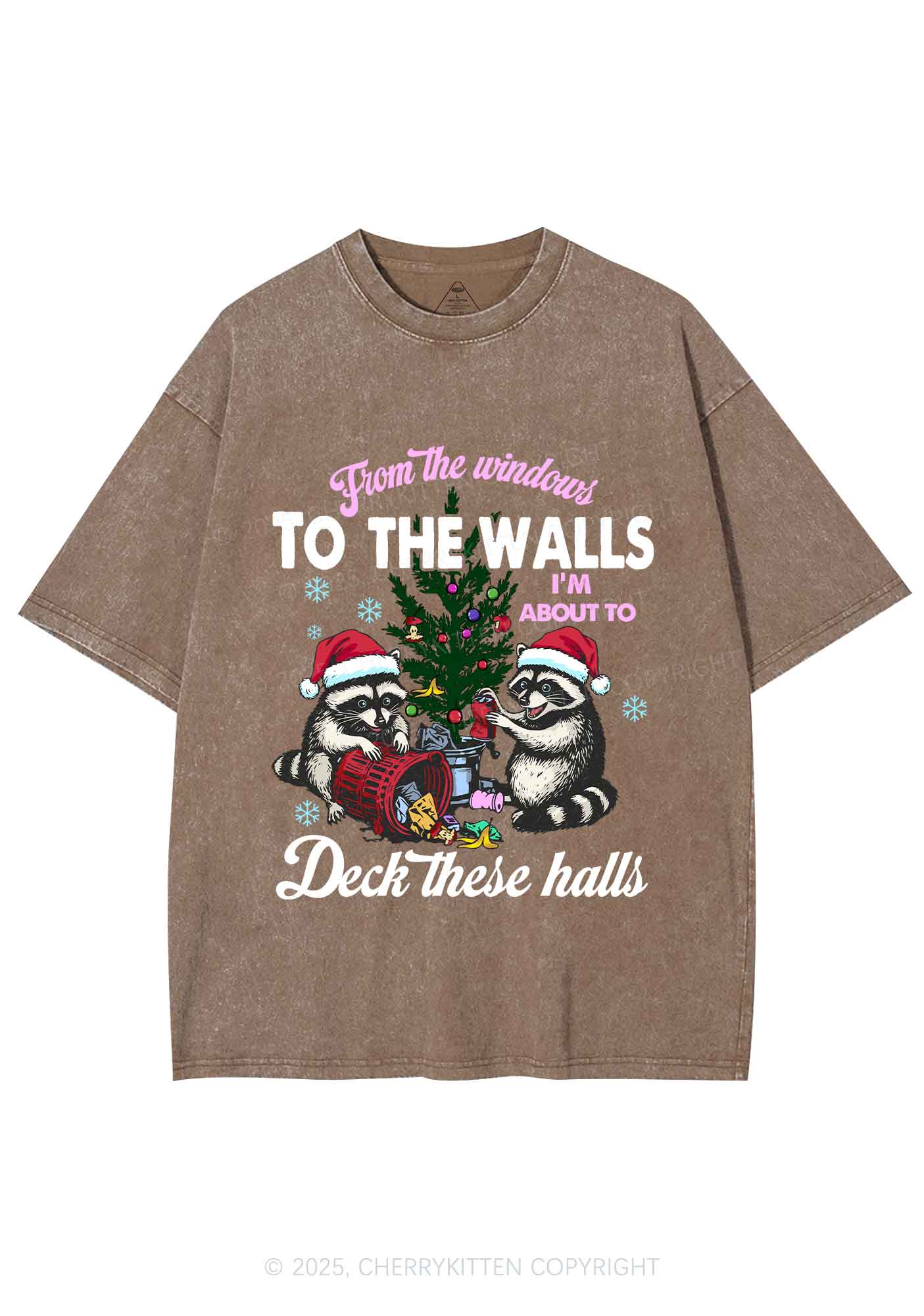 Christmas To The Walls Y2K Shirts Washed Tee Cherrykitten - Image 6