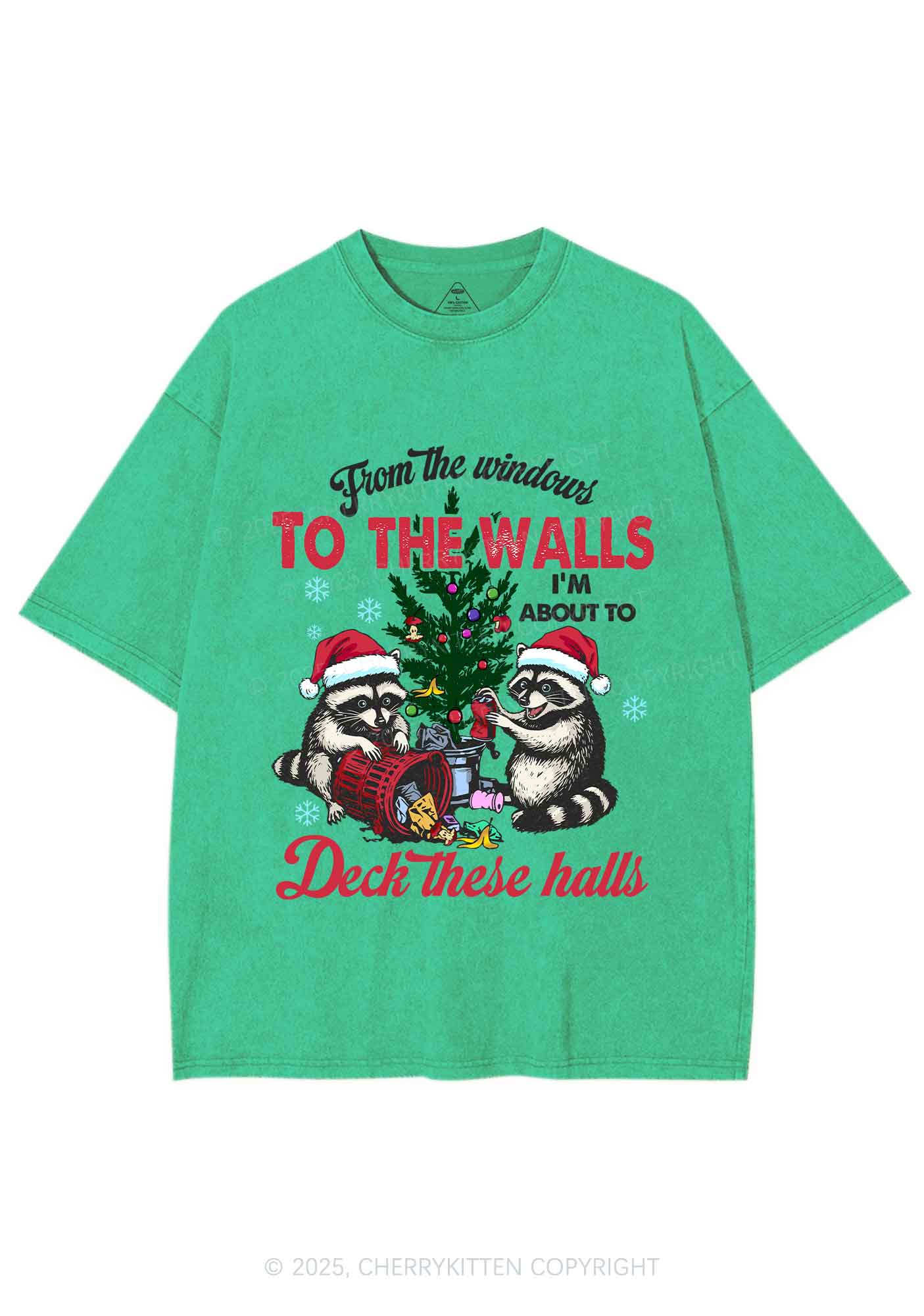 Christmas To The Walls Y2K Shirts Washed Tee Cherrykitten - Image 7