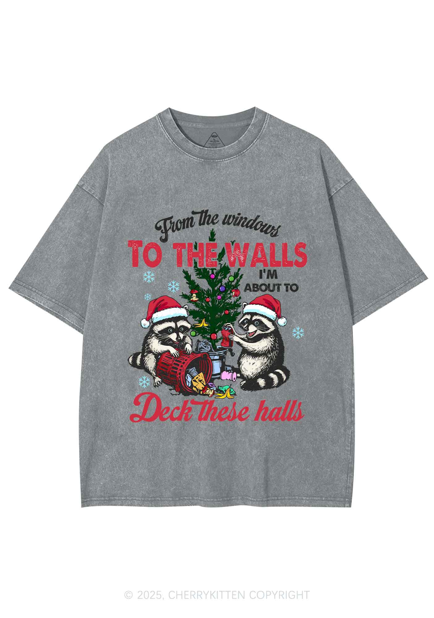 Christmas To The Walls Y2K Shirts Washed Tee Cherrykitten - Image 8