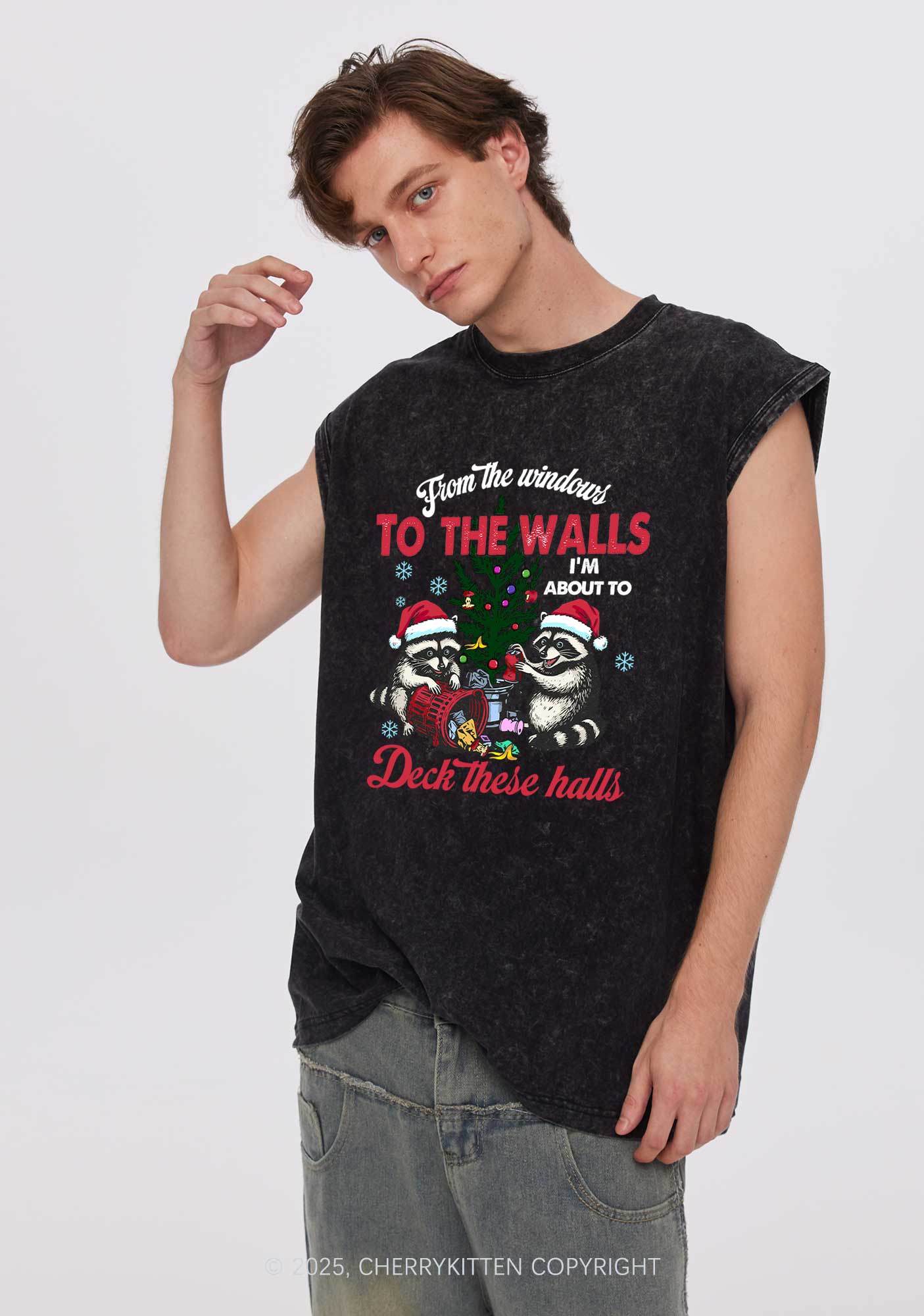 Christmas To The Walls Y2K Washed Muscle Tank Cherrykitten - Image 2