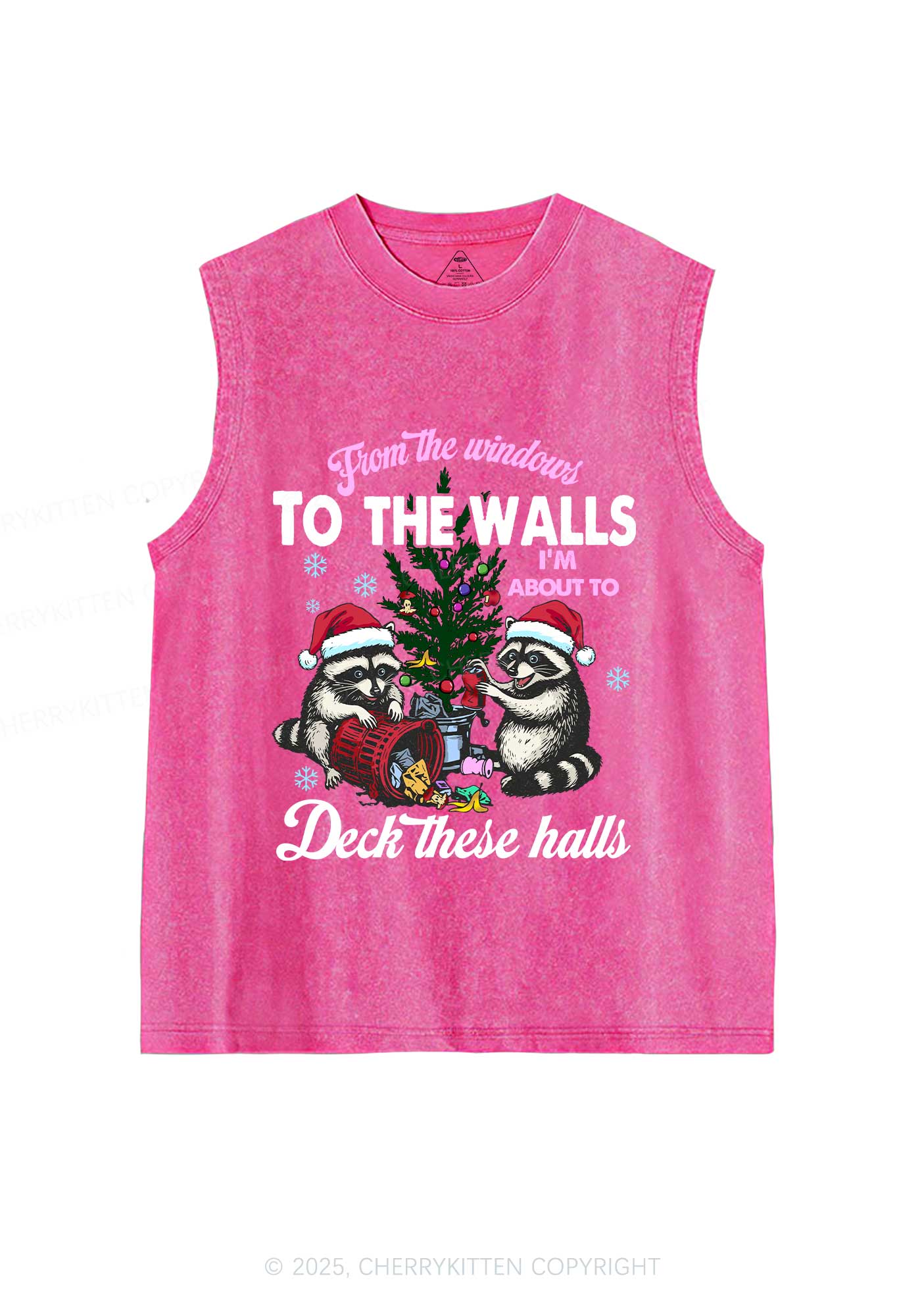 Christmas To The Walls Y2K Washed Muscle Tank Cherrykitten - Image 3