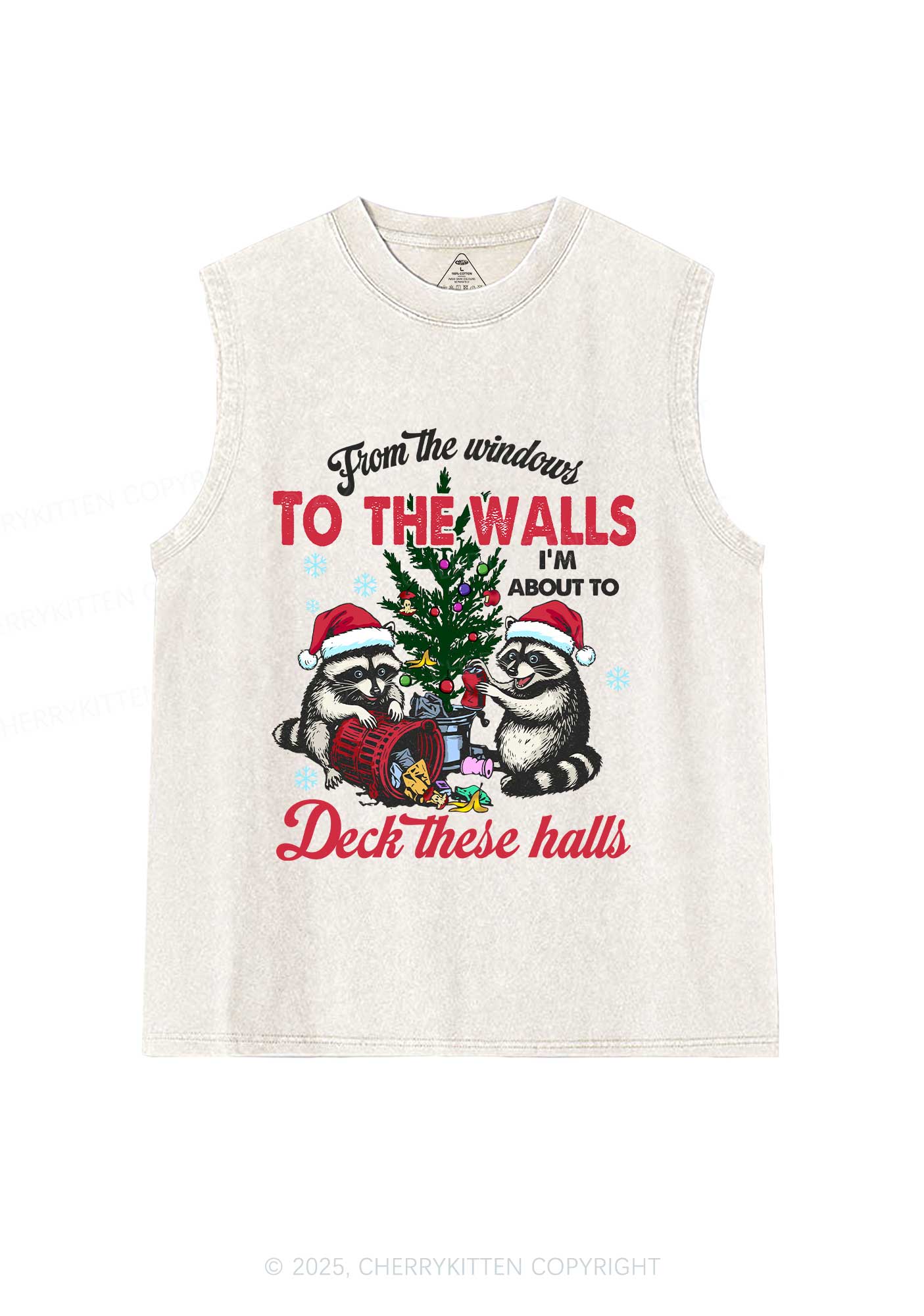 Christmas To The Walls Y2K Washed Muscle Tank Cherrykitten - Image 4