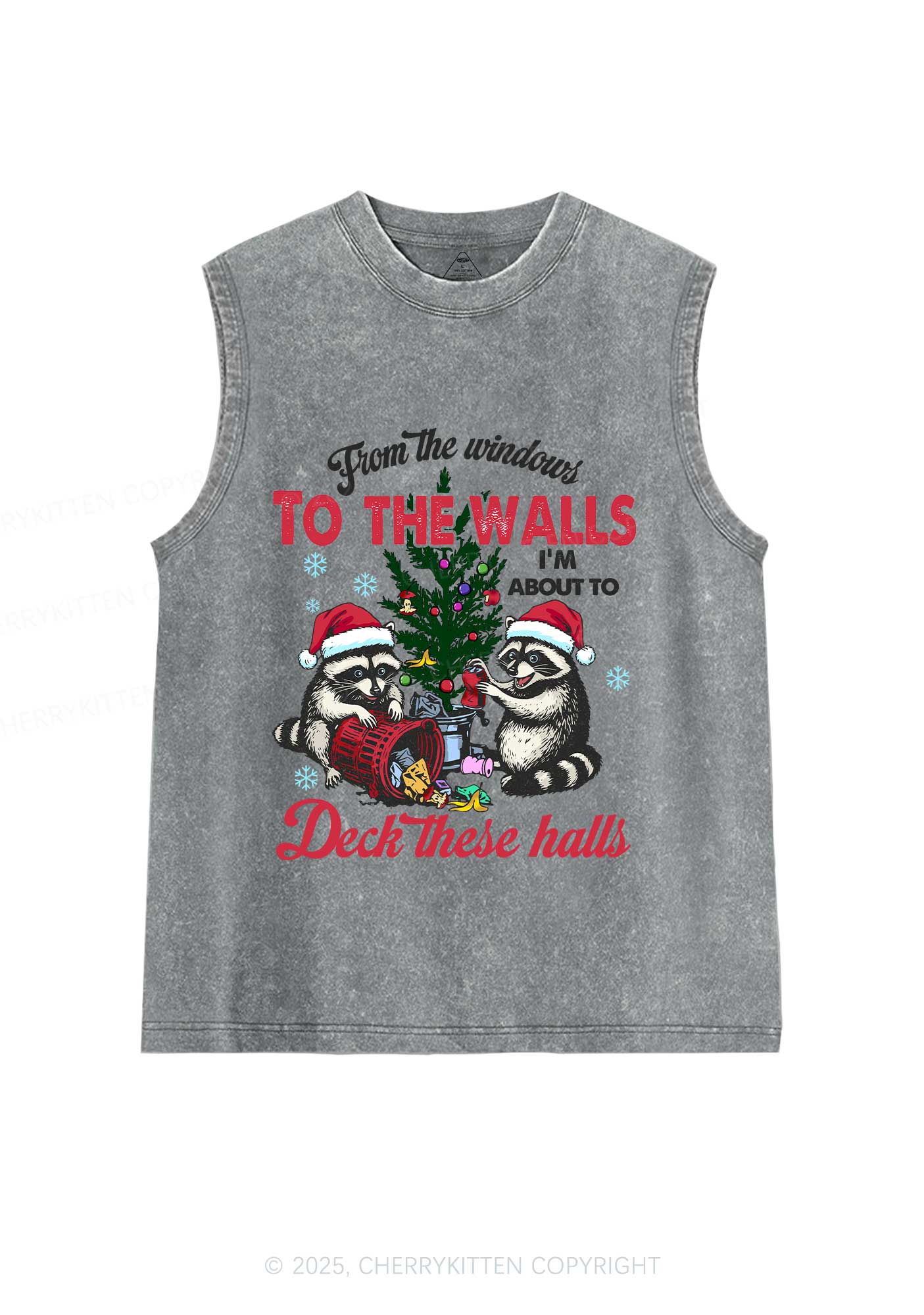 Christmas To The Walls Y2K Washed Muscle Tank Cherrykitten - Image 5