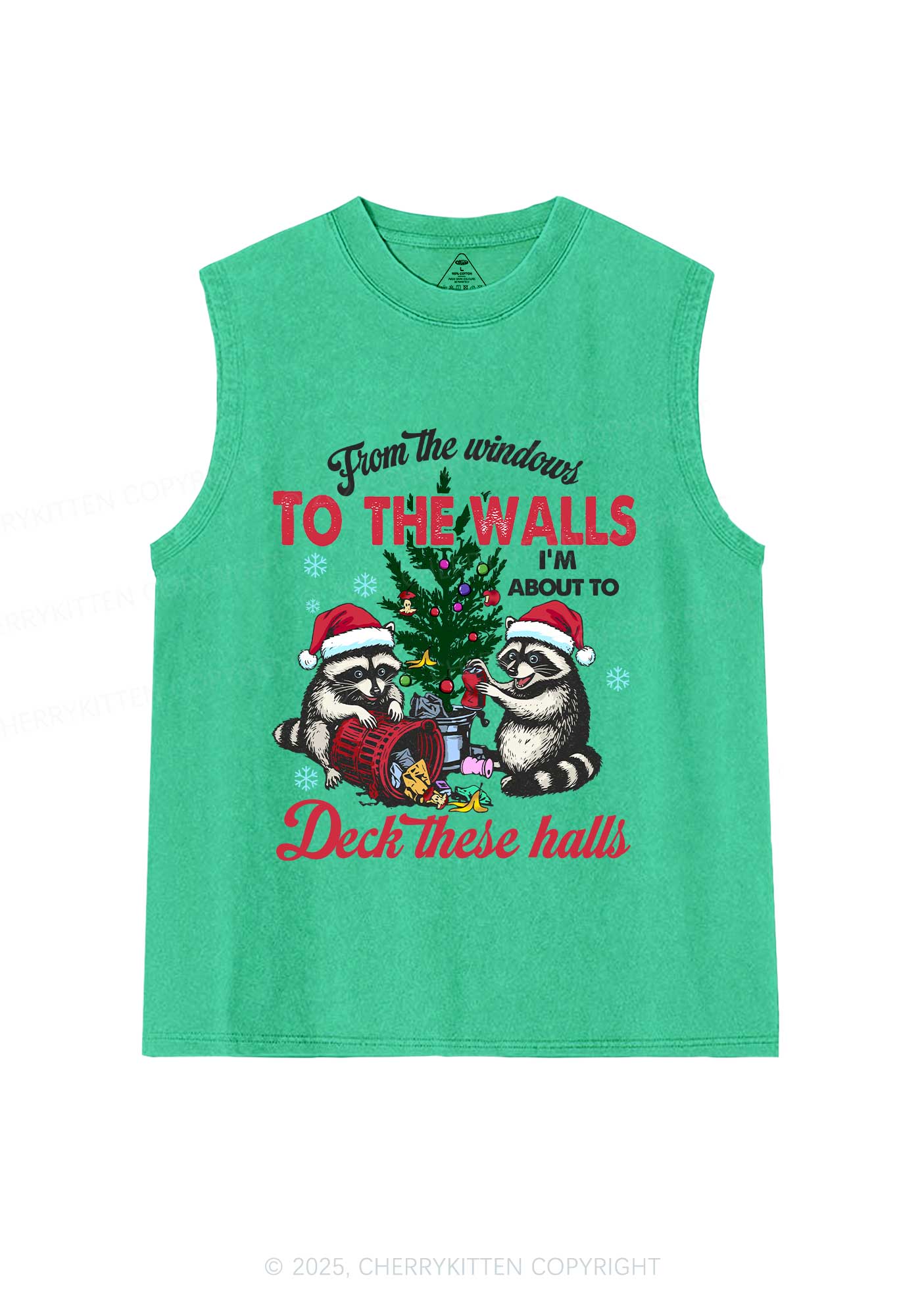 Christmas To The Walls Y2K Washed Muscle Tank Cherrykitten - Image 6