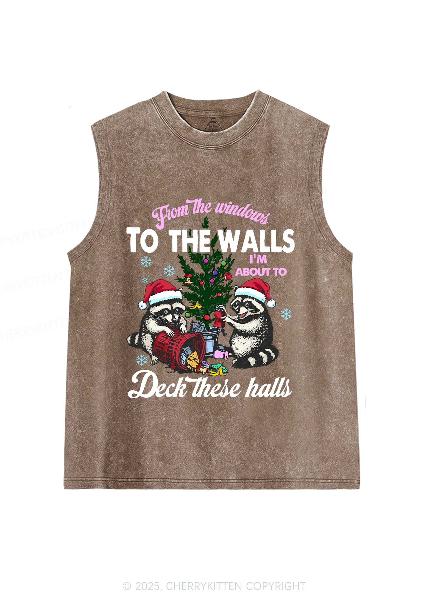 Christmas To The Walls Y2K Washed Muscle Tank Cherrykitten - Image 7