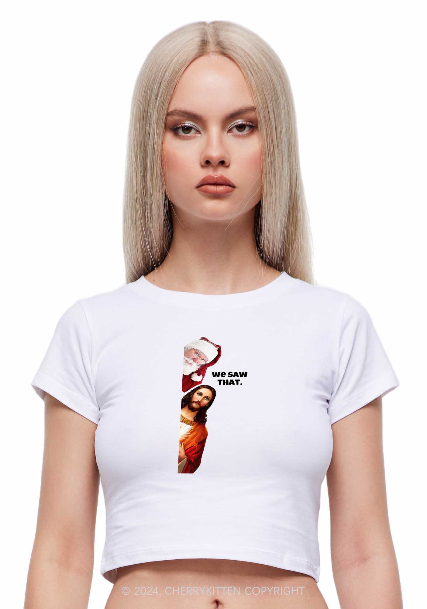 Christmas We Saw That Y2K Baby Tee Cherrykitten - Image 2
