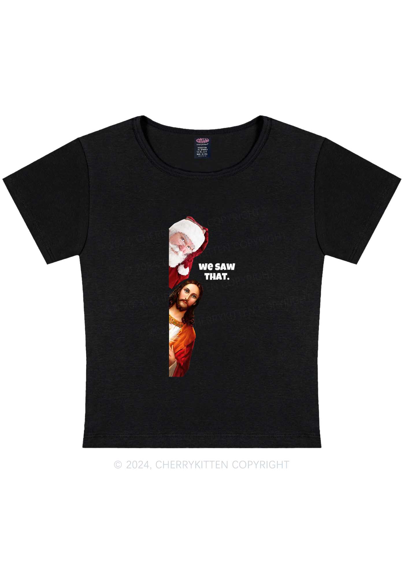 Christmas We Saw That Y2K Baby Tee Cherrykitten - Image 5