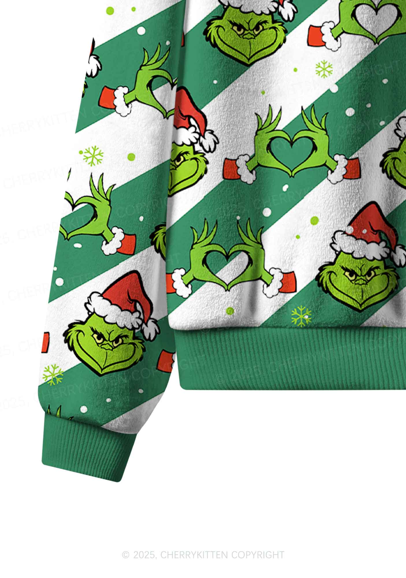 Christmas Whoville Heart Hands Y2K Fleece Long Sleeve Pajama Set Cherrykitten - Image 6