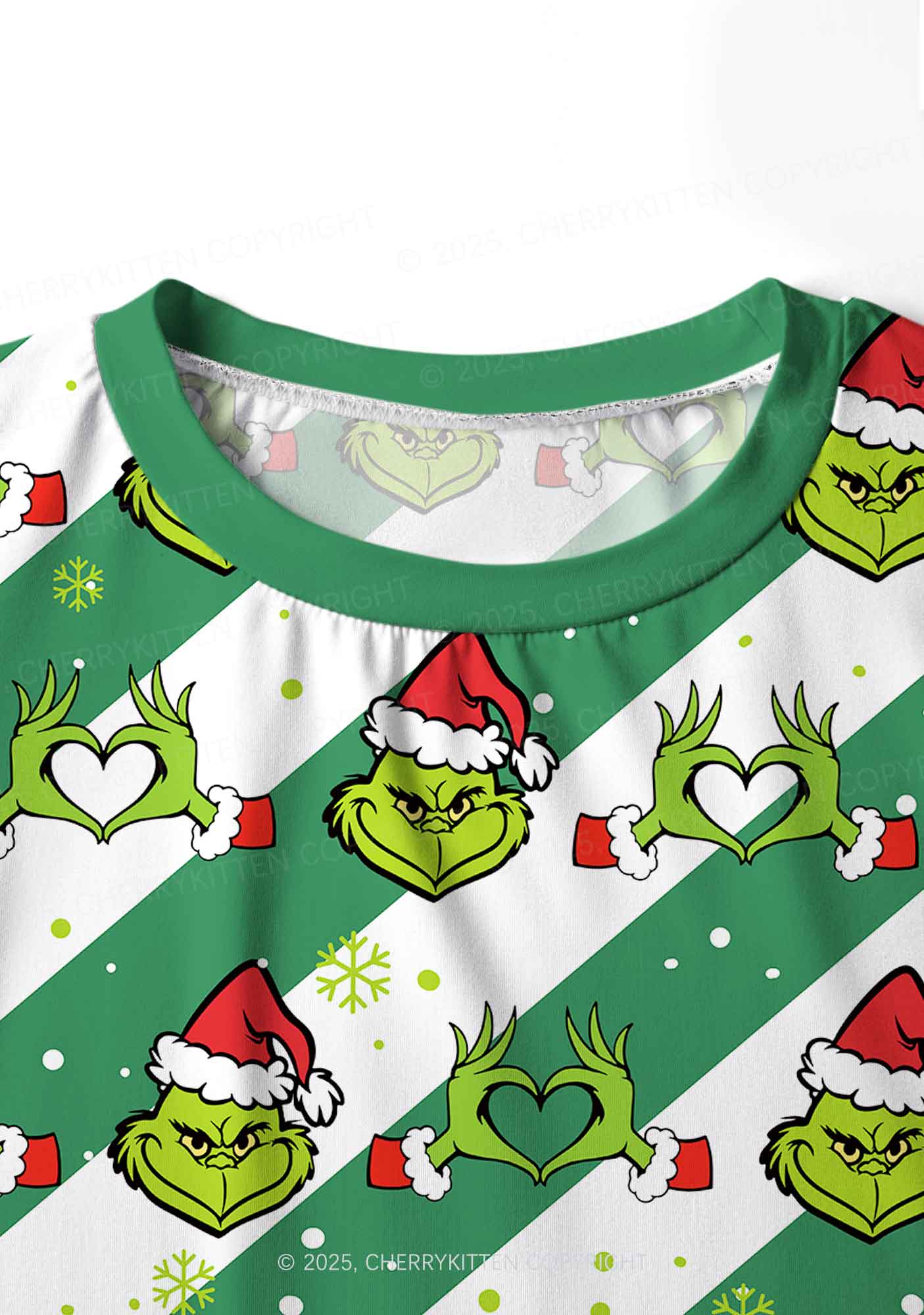 Christmas Whoville Heart Hands Y2K Print Long Sleeve Pajama Set Cherrykitten - Image 4
