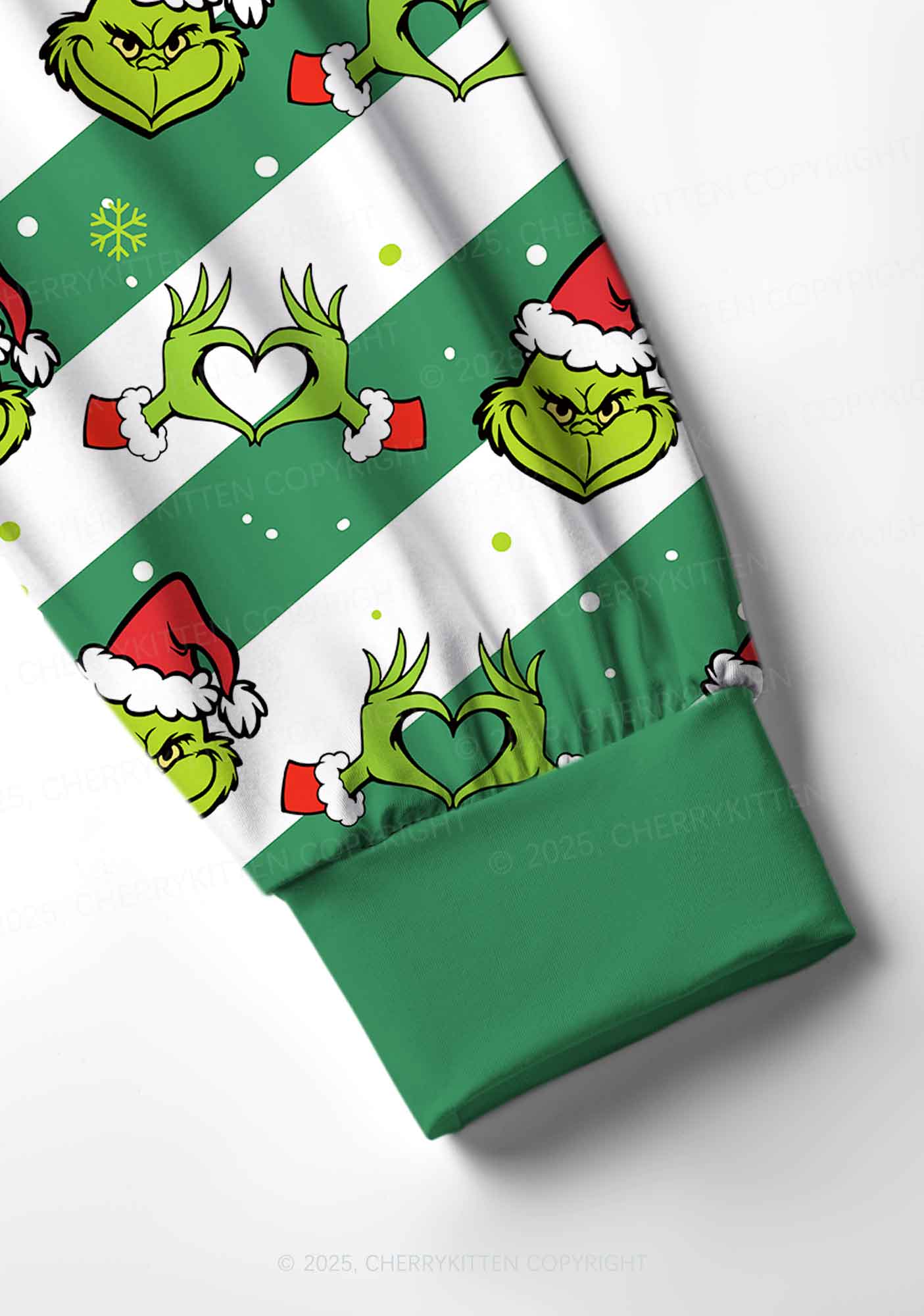 Christmas Whoville Heart Hands Y2K Print Long Sleeve Pajama Set Cherrykitten - Image 5