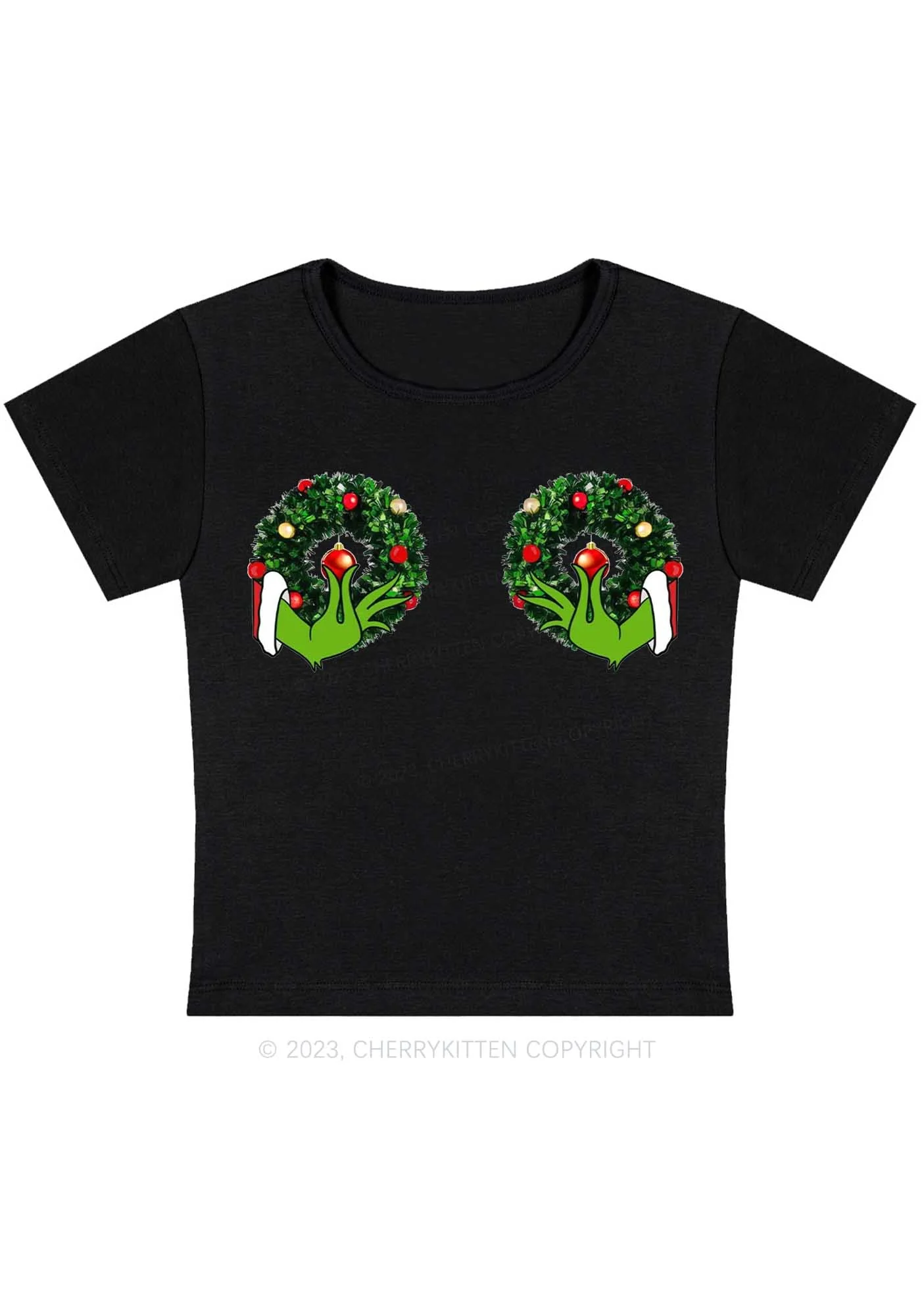 Christmas Wreath Baby Tee Cherrykitten - Image 3