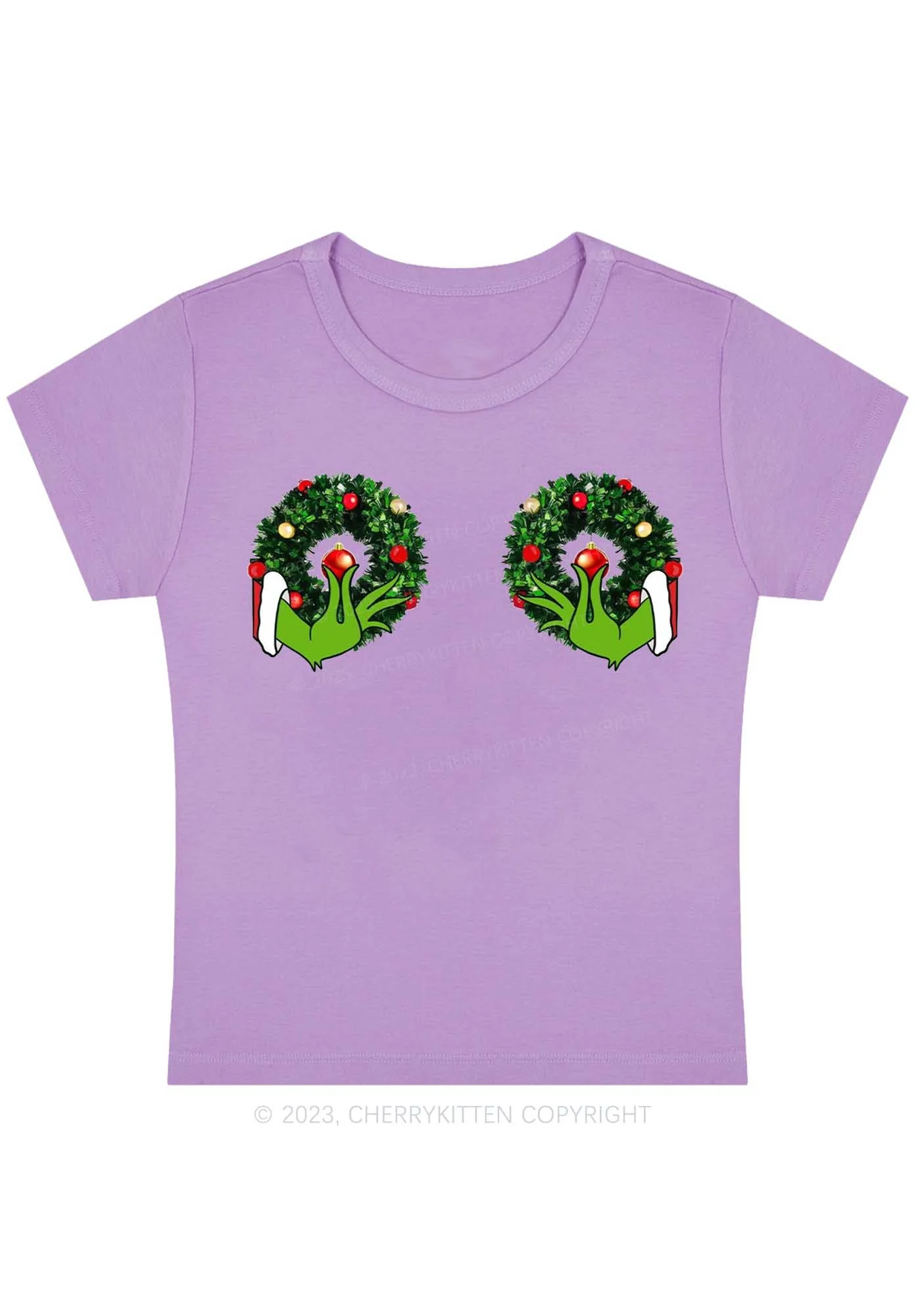 Christmas Wreath Baby Tee Cherrykitten - Image 4