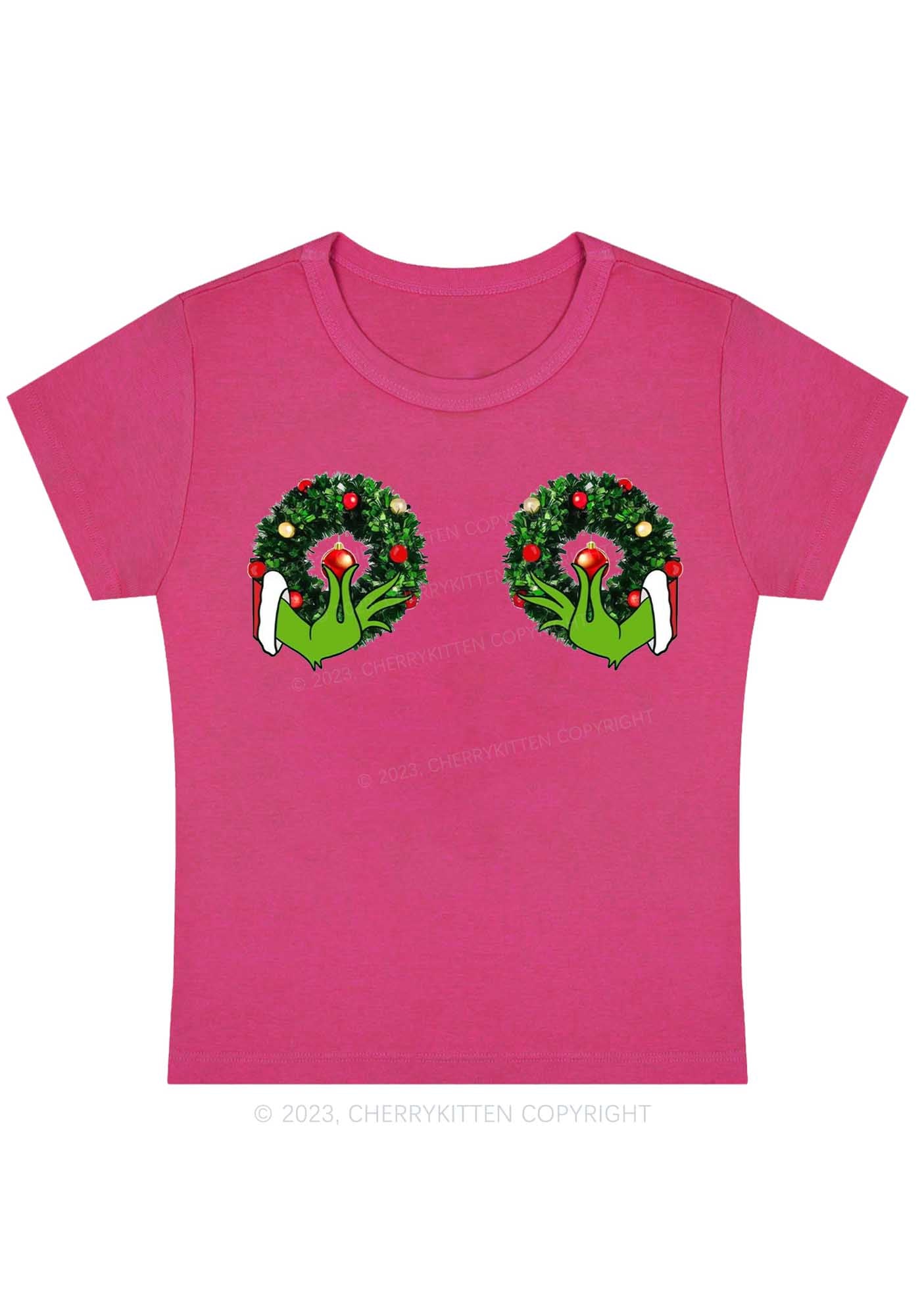 Christmas Wreath Baby Tee Cherrykitten - Image 5