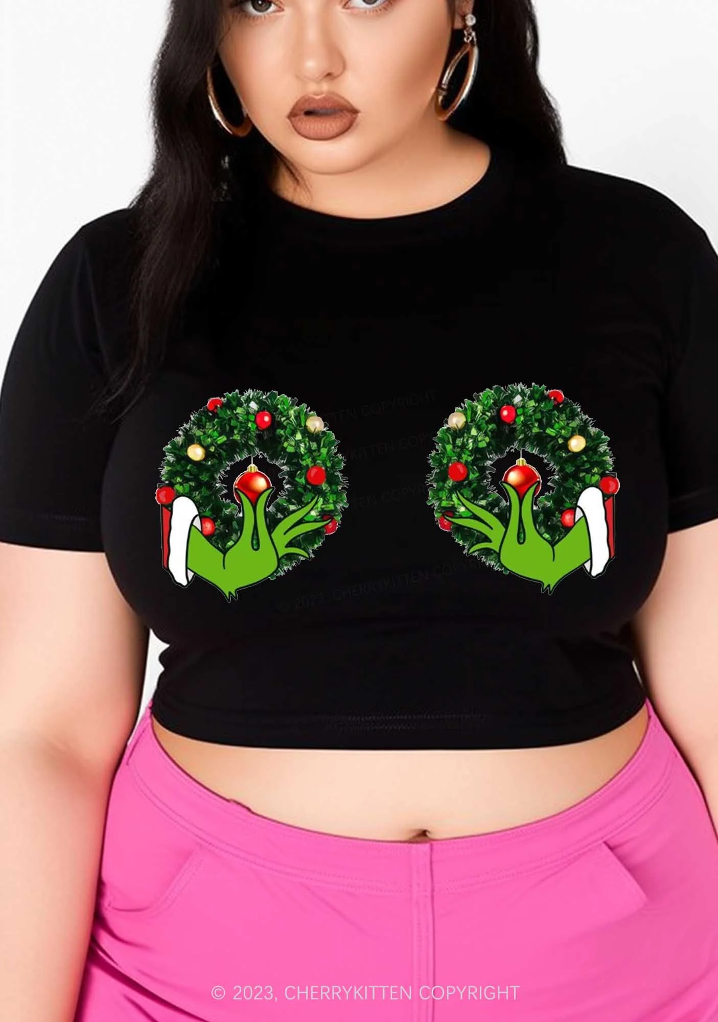 Christmas Wreath Baby Tee Cherrykitten - Image 6