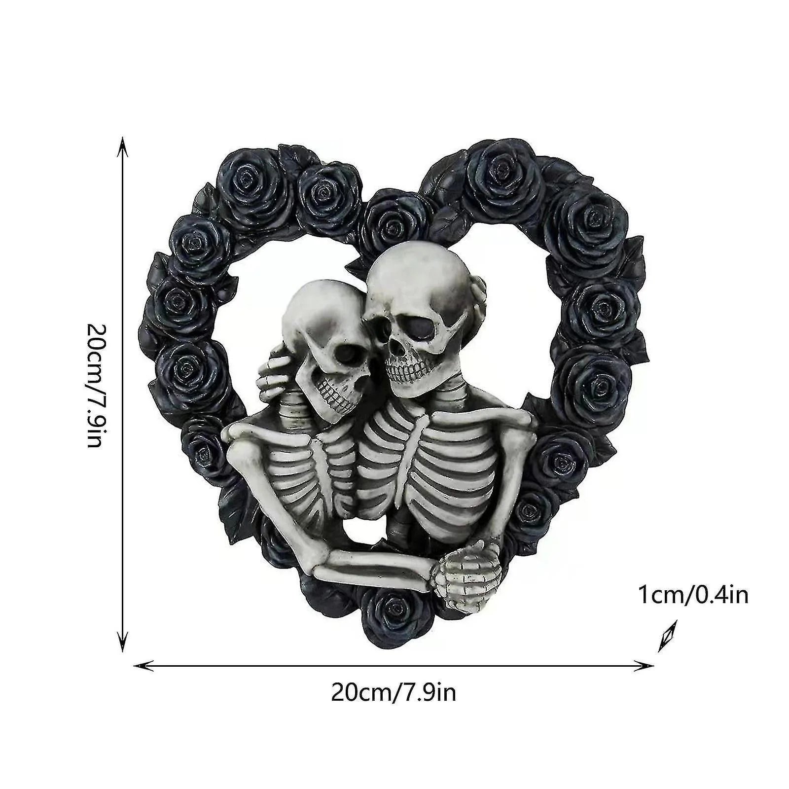 Christmas Y2K Skeleton Couple Rose Heart Garland Pendant Cherrykitten - Image 3