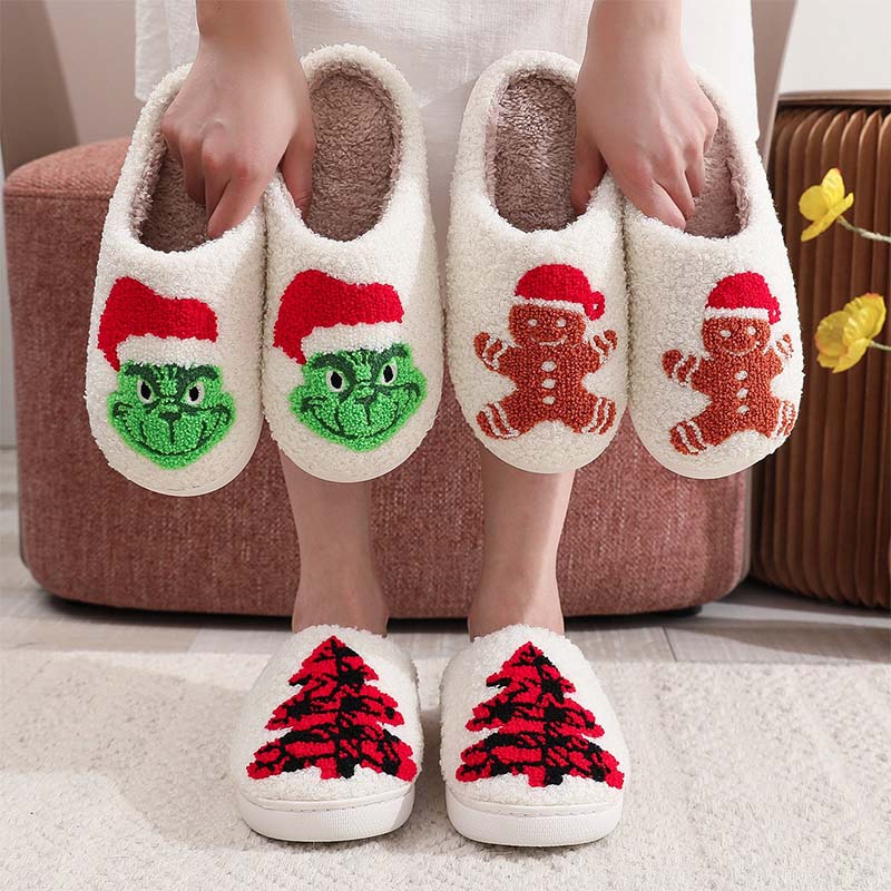 Christmas Y2K White Plush Slippers - Image 2