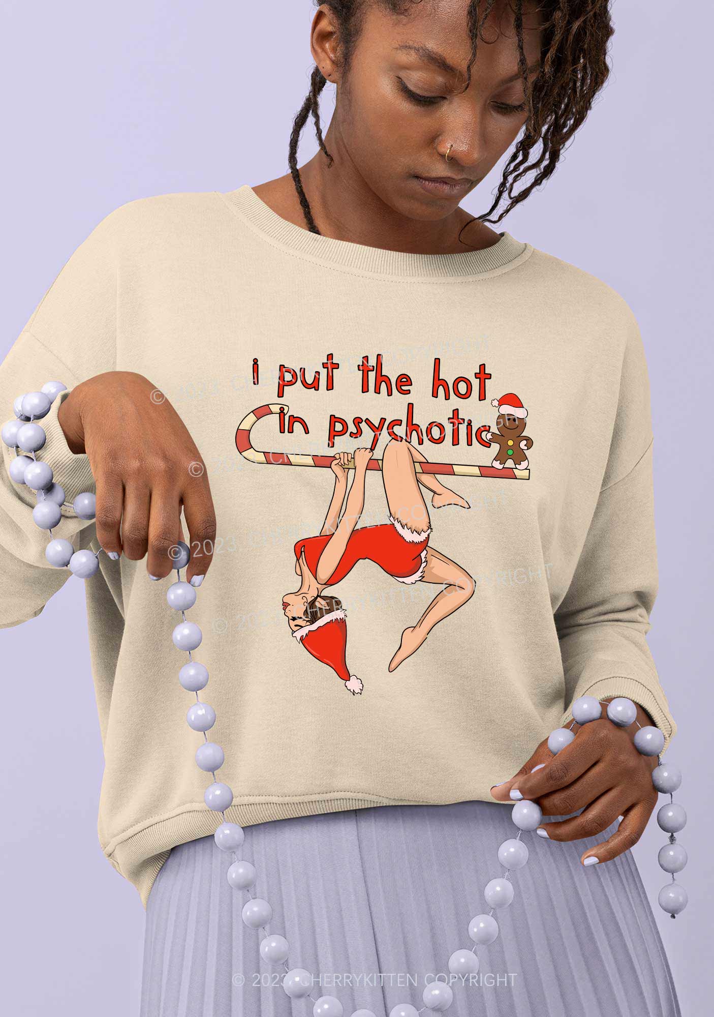 Christmas Yoga Girl Y2K Sweatshirt Cherrykitten - Image 2