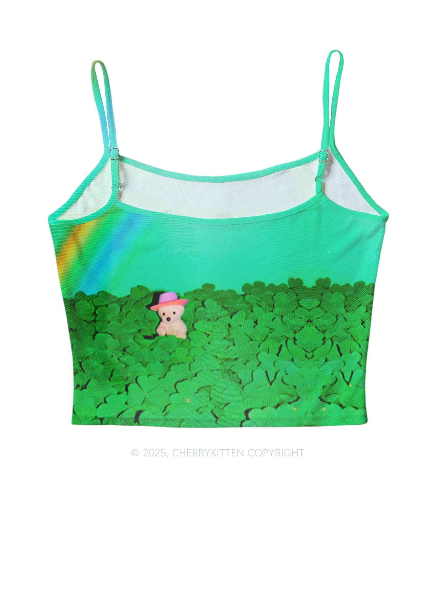 Clover Bear St Patricks Y2K Mesh Cami Tank Cherrykitten - Image 2