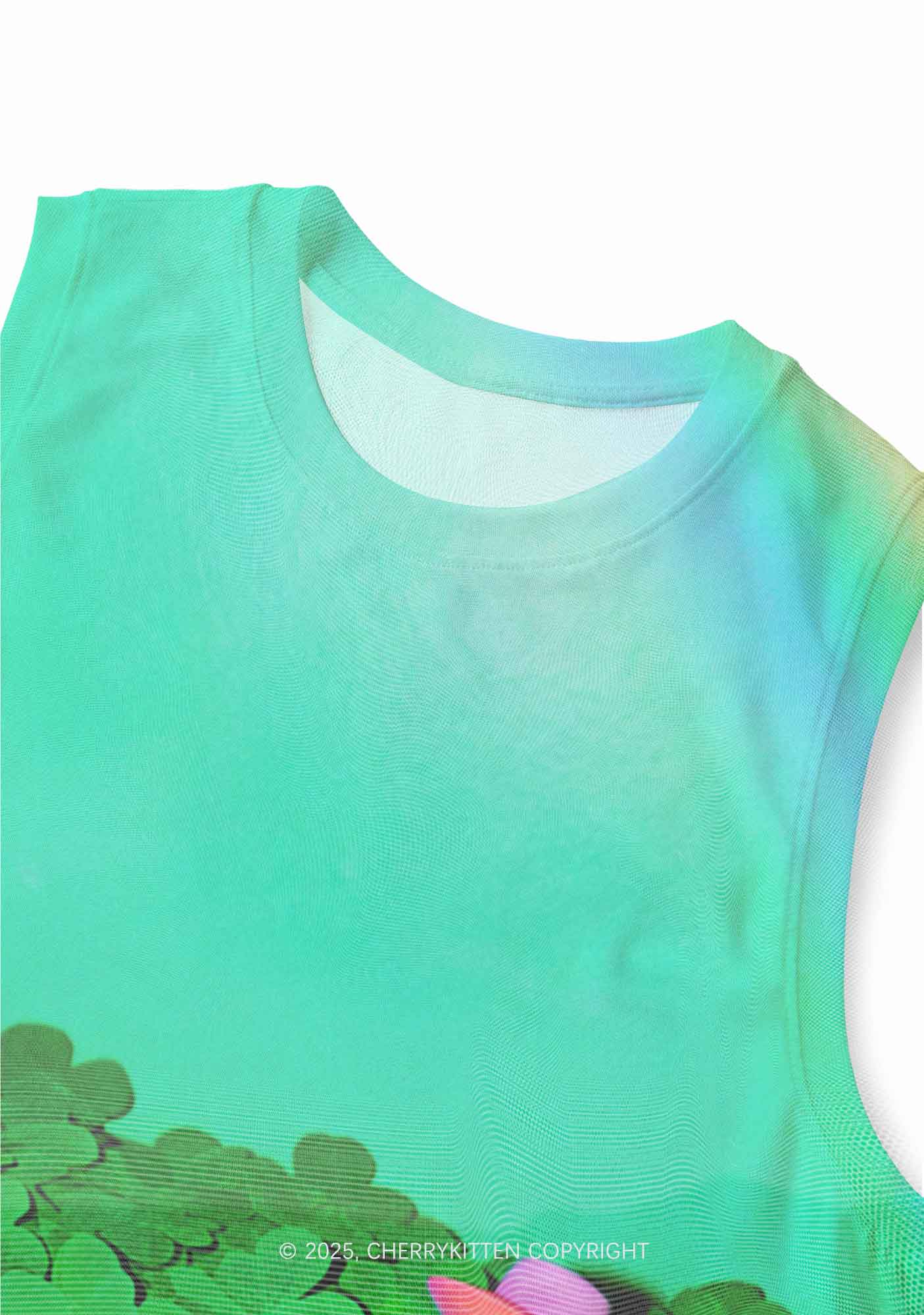 Clover Bear St Patricks Y2K Mesh Muscle Tank Cherrykitten - Image 3