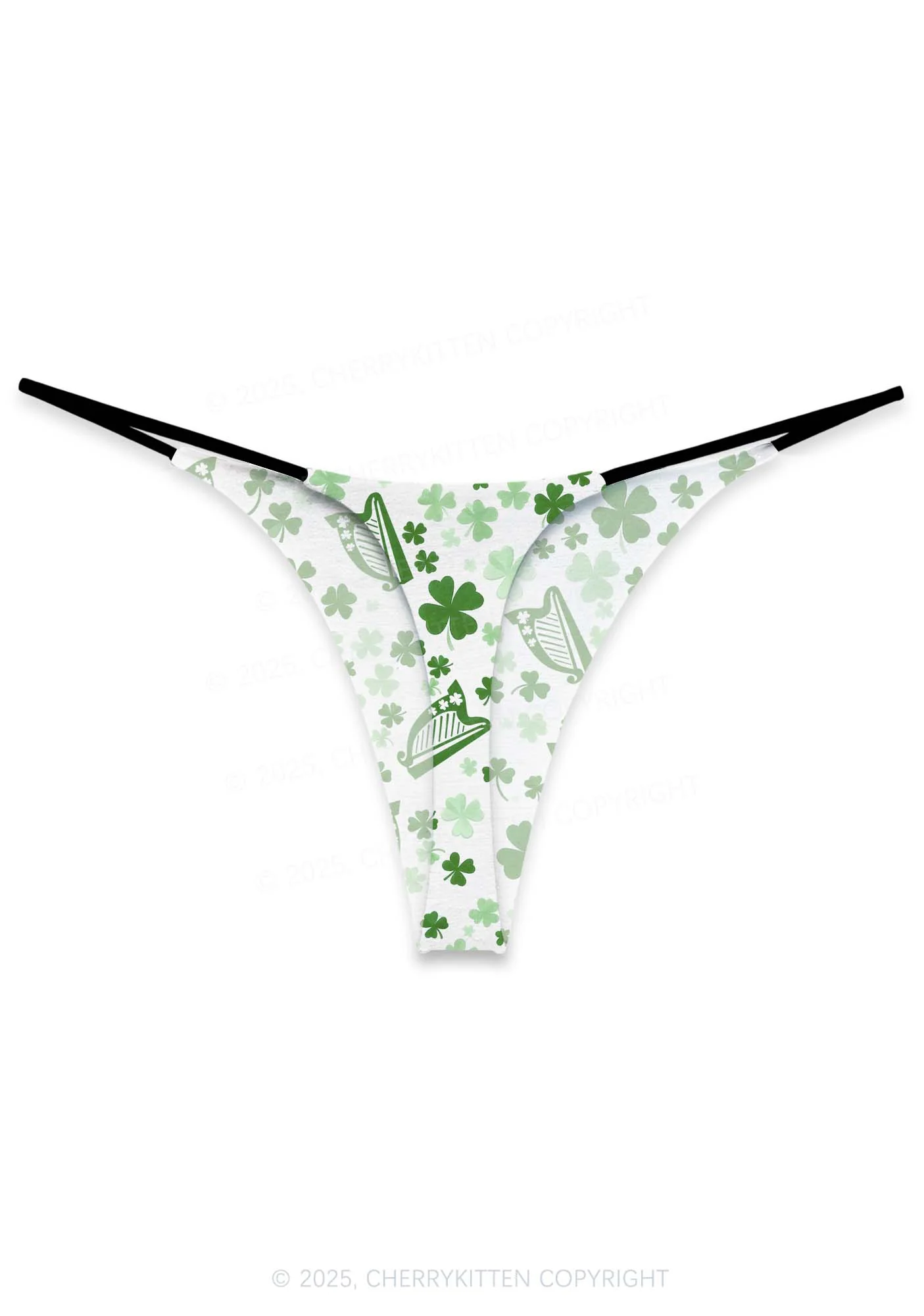 Clover Harp St Patricks Y2K Print Bikini String Thong Cherrykitten - Image 3