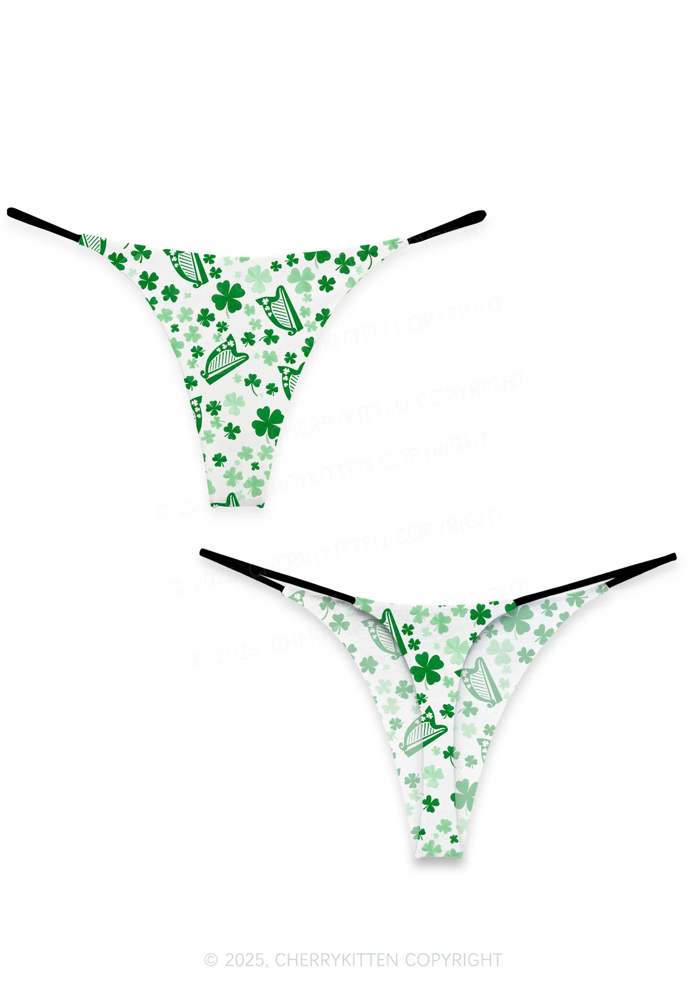 Clover Harp St Patricks Y2K Print Bikini String Thong Cherrykitten - Image 4