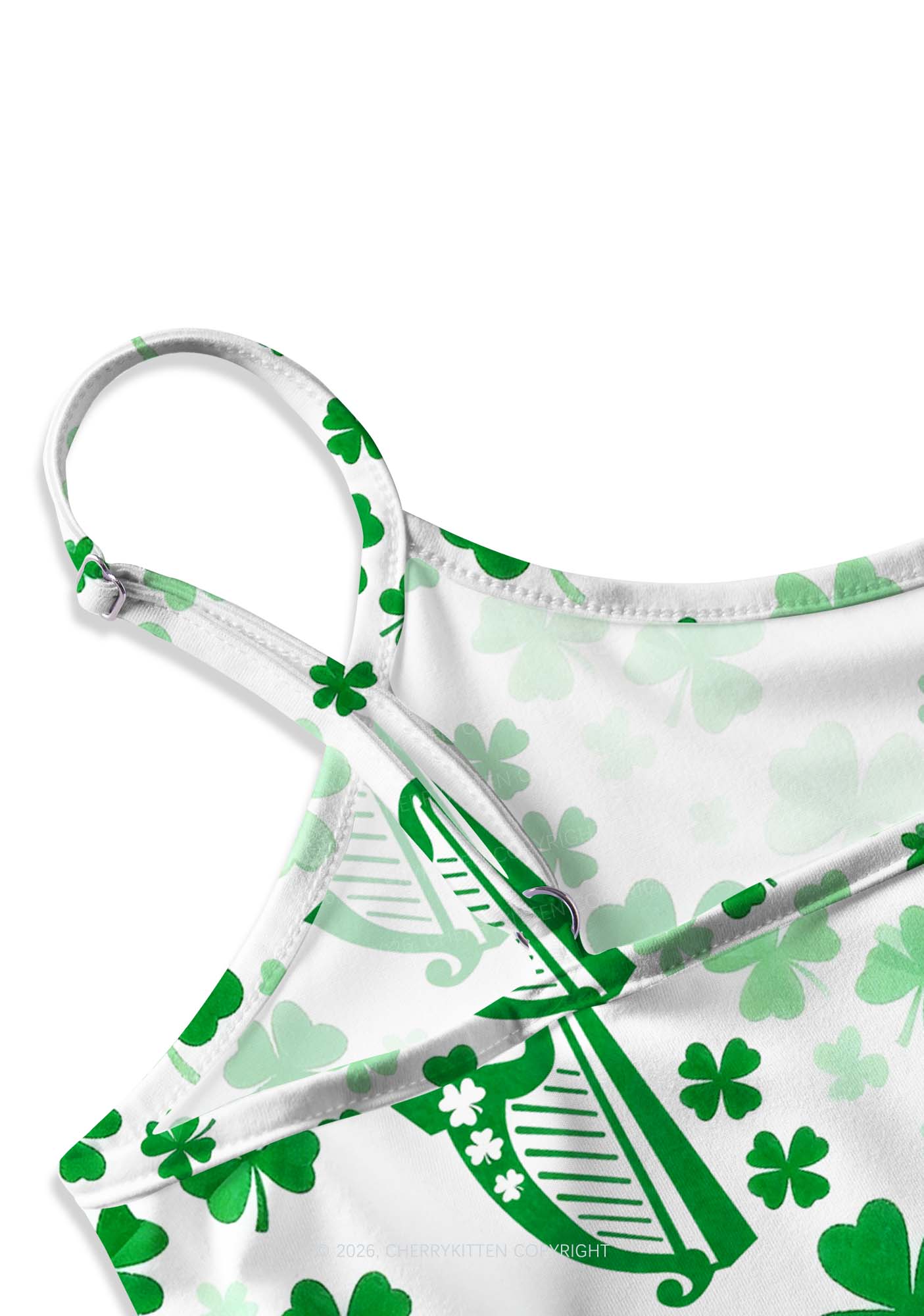 Clover Harp St Patricks Y2K Print Cami Crop Top Cherrykitten - Image 3