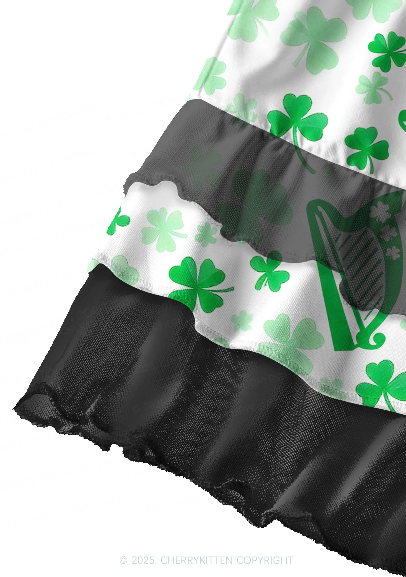Clover Harp St Patricks Y2K Print Mini Layered Skirt Cherrykitten - Image 2