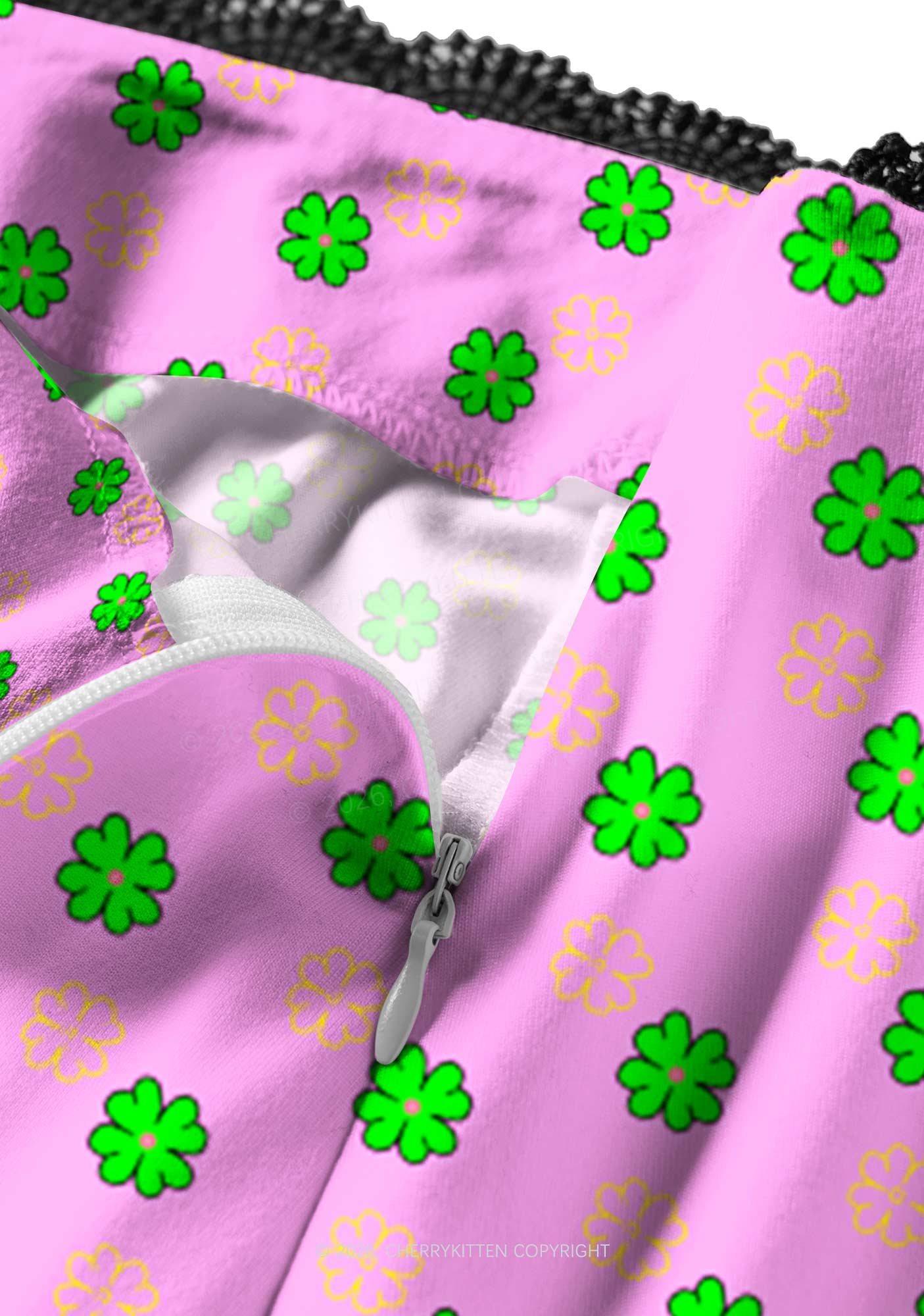 Clover On Pink St Patricks Y2K Print Midi Skirt Cherrykitten - Image 3