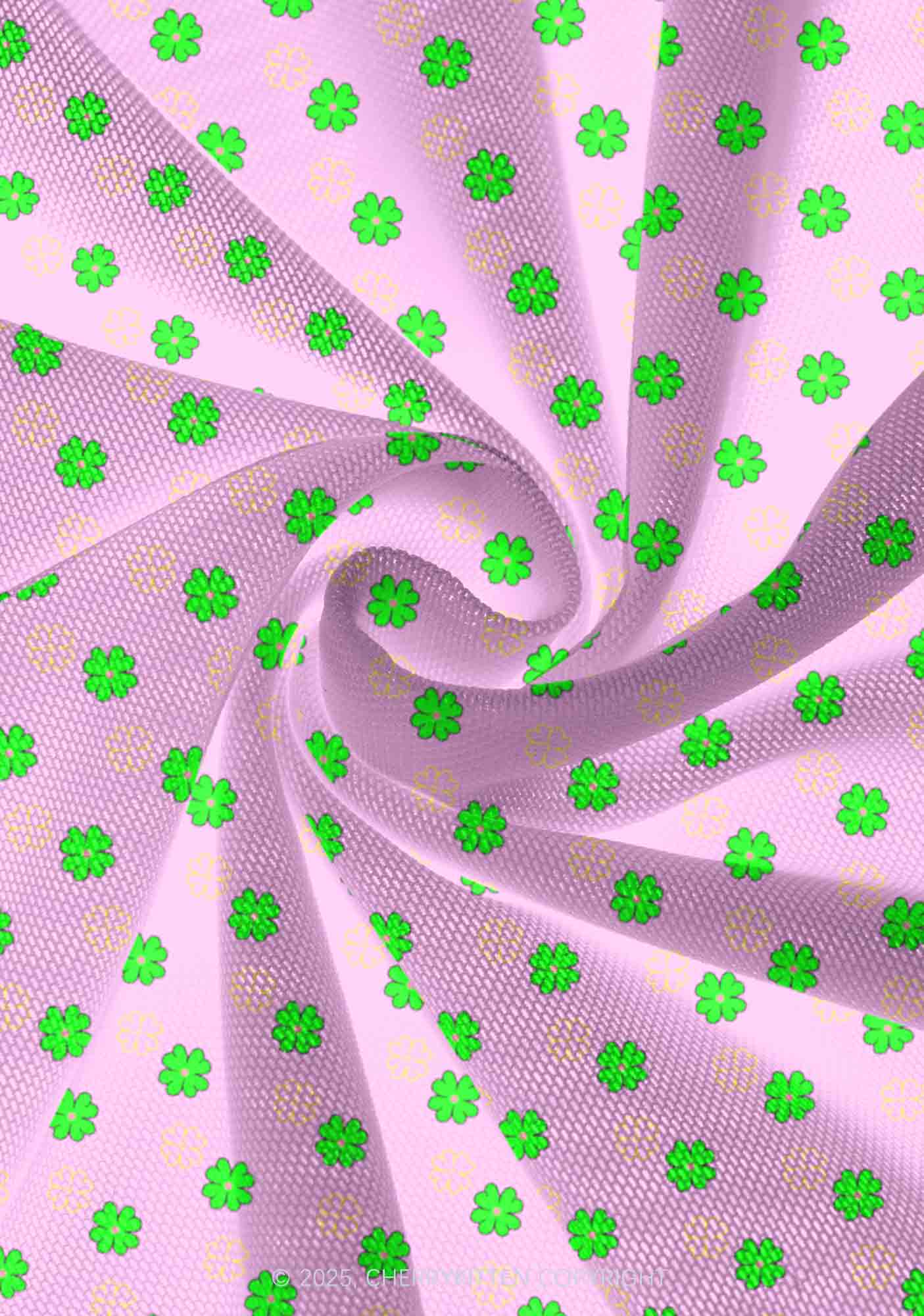 Clover On Pink St Patricks Y2K Print Mini Layered Skirt Cherrykitten - Image 3
