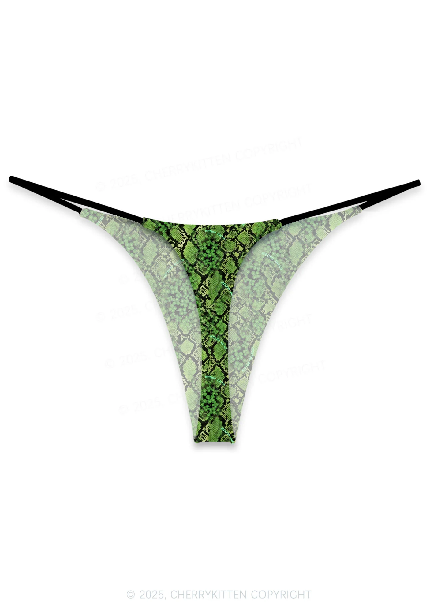 Clover Snake Pattern St Patricks Y2K Print Bikini String Thong Cherrykitten - Image 3