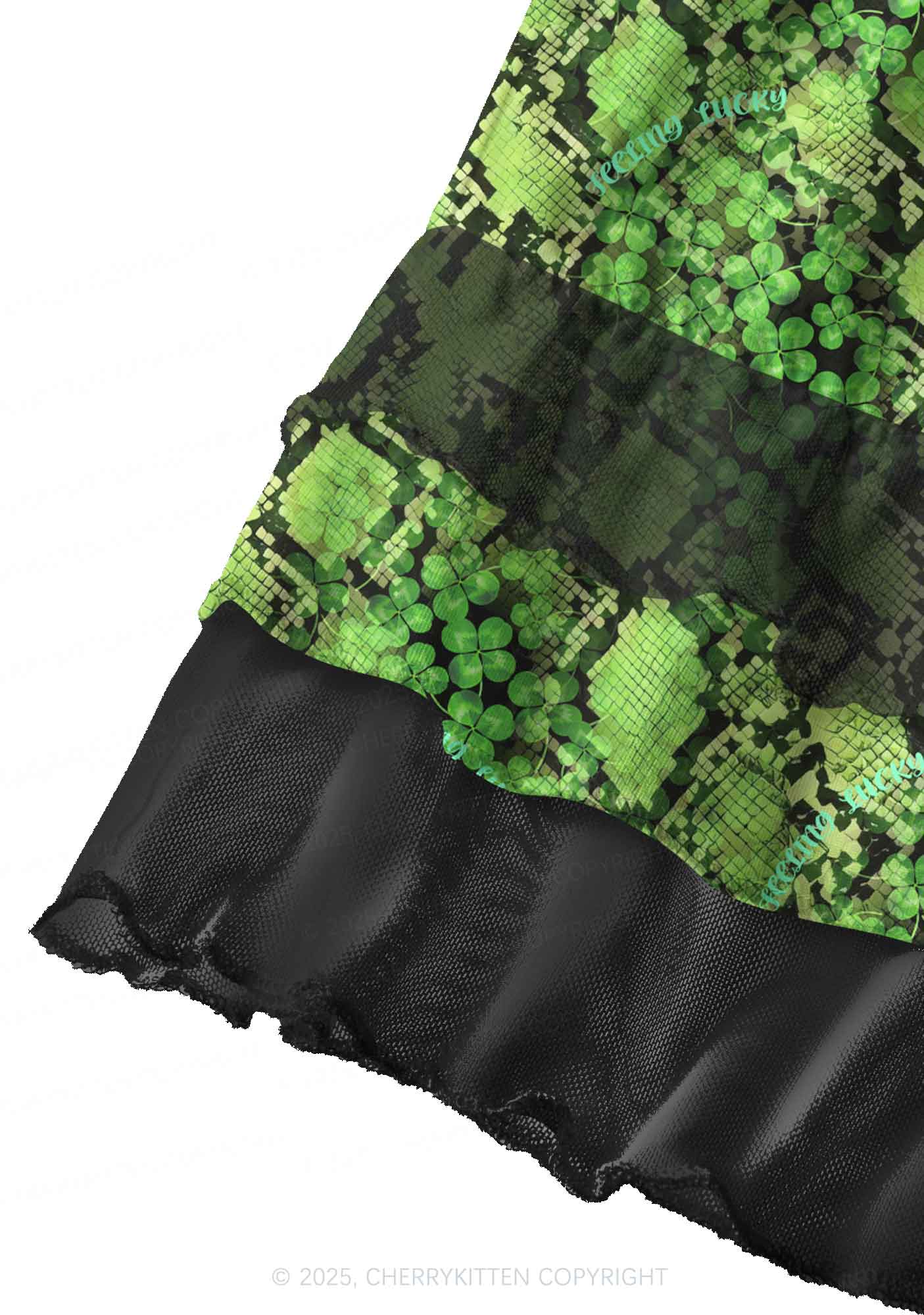 Clover Snake Pattern St Patricks Y2K Print Mini Layered Skirt Cherrykitten - Image 2