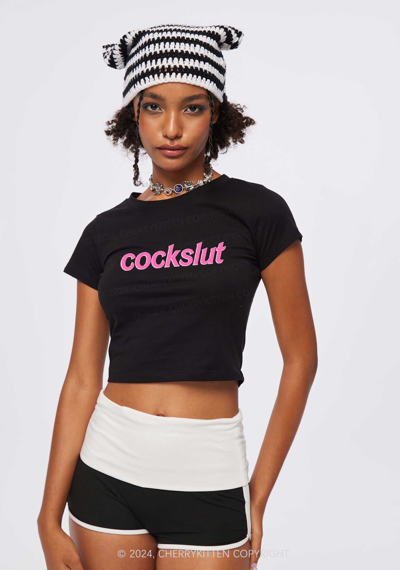 Cockslxt Y2K Baby Tee Cherrykitten - Image 2